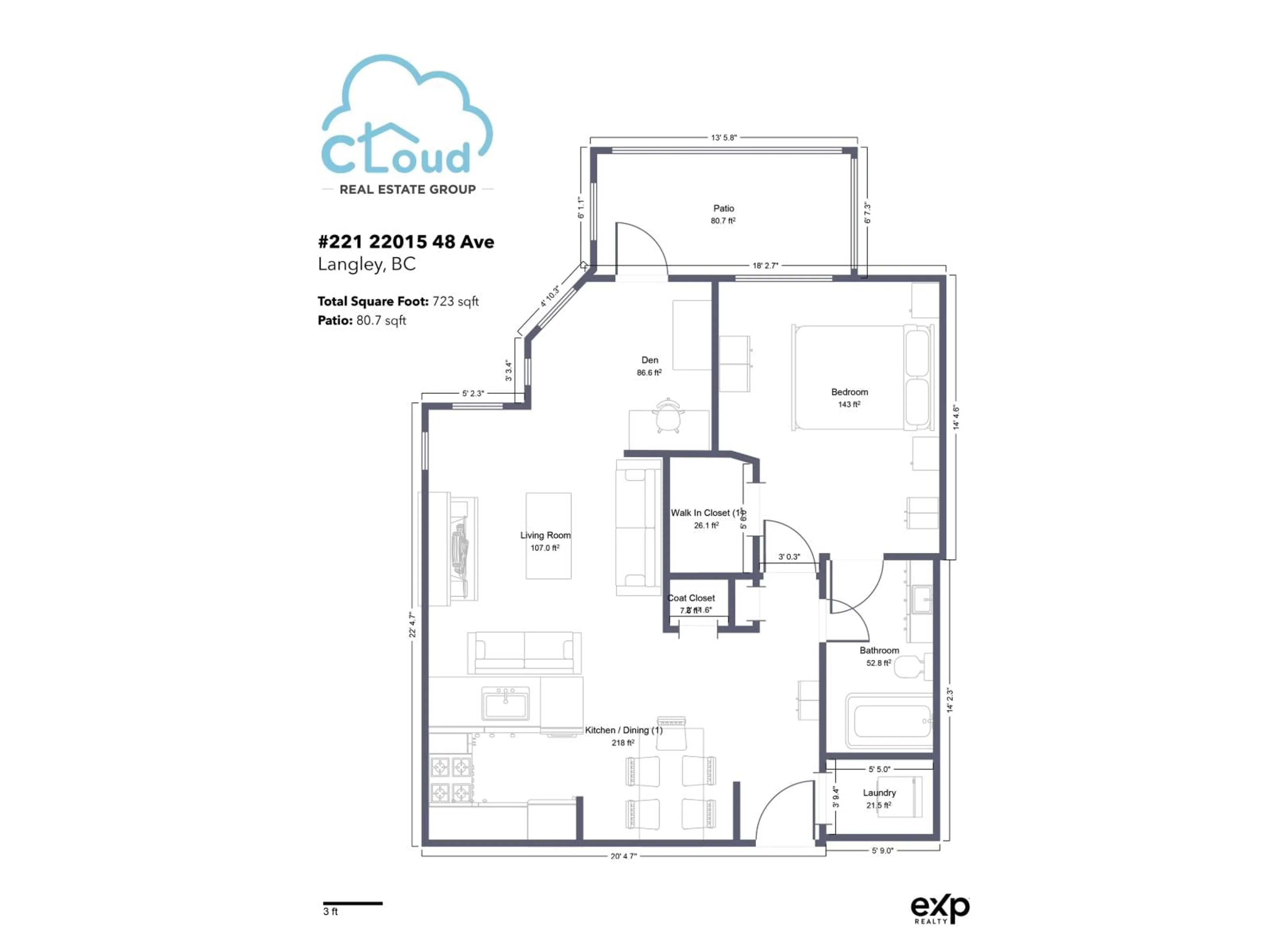 Floor plan for 221 - 22015 48 AVENUE, Langley British Columbia V3A8L3