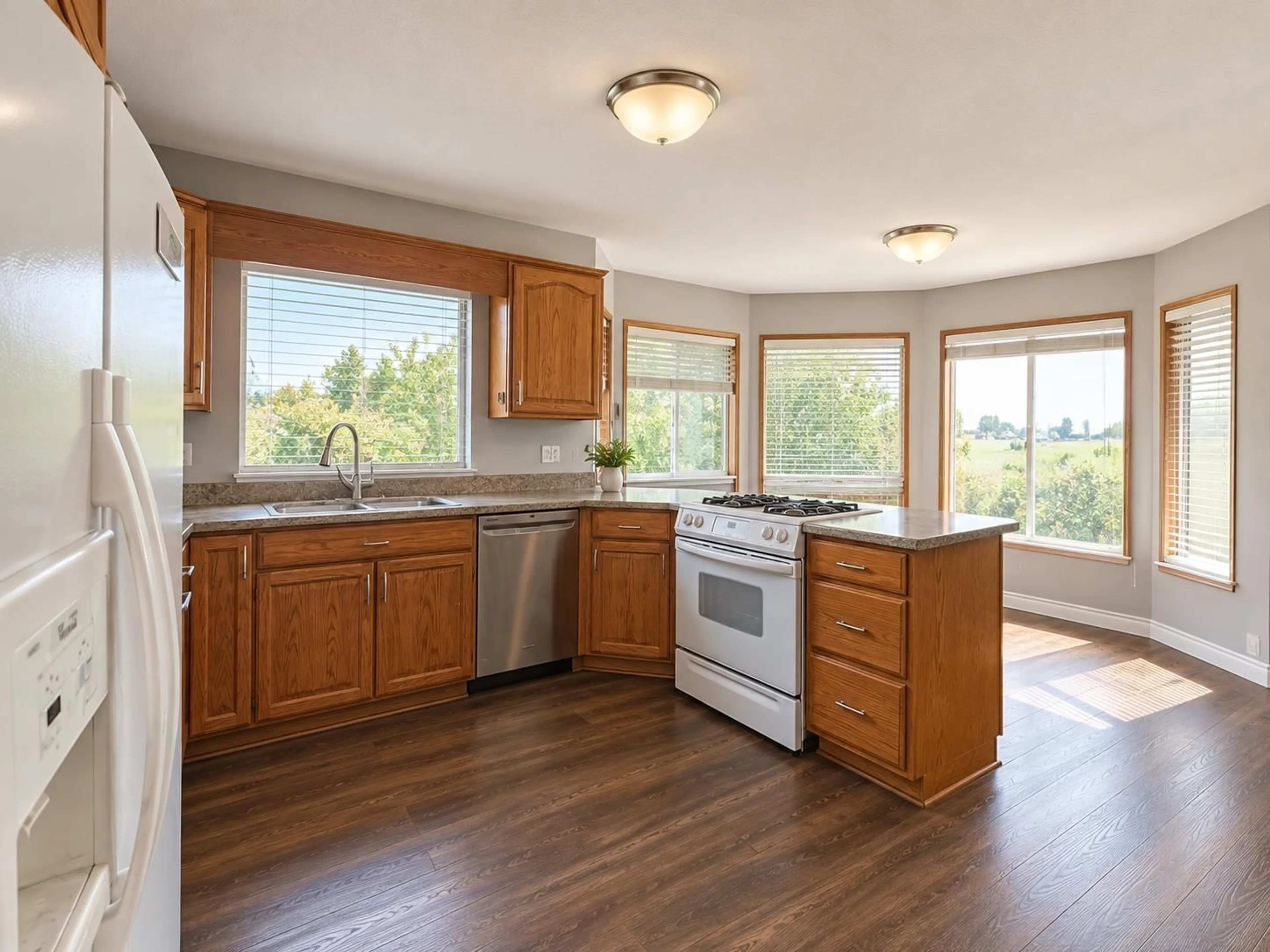 Open concept kitchen, wood/laminate floor for 8309 THOMPSON ROAD, Mission British Columbia V0M1G0
