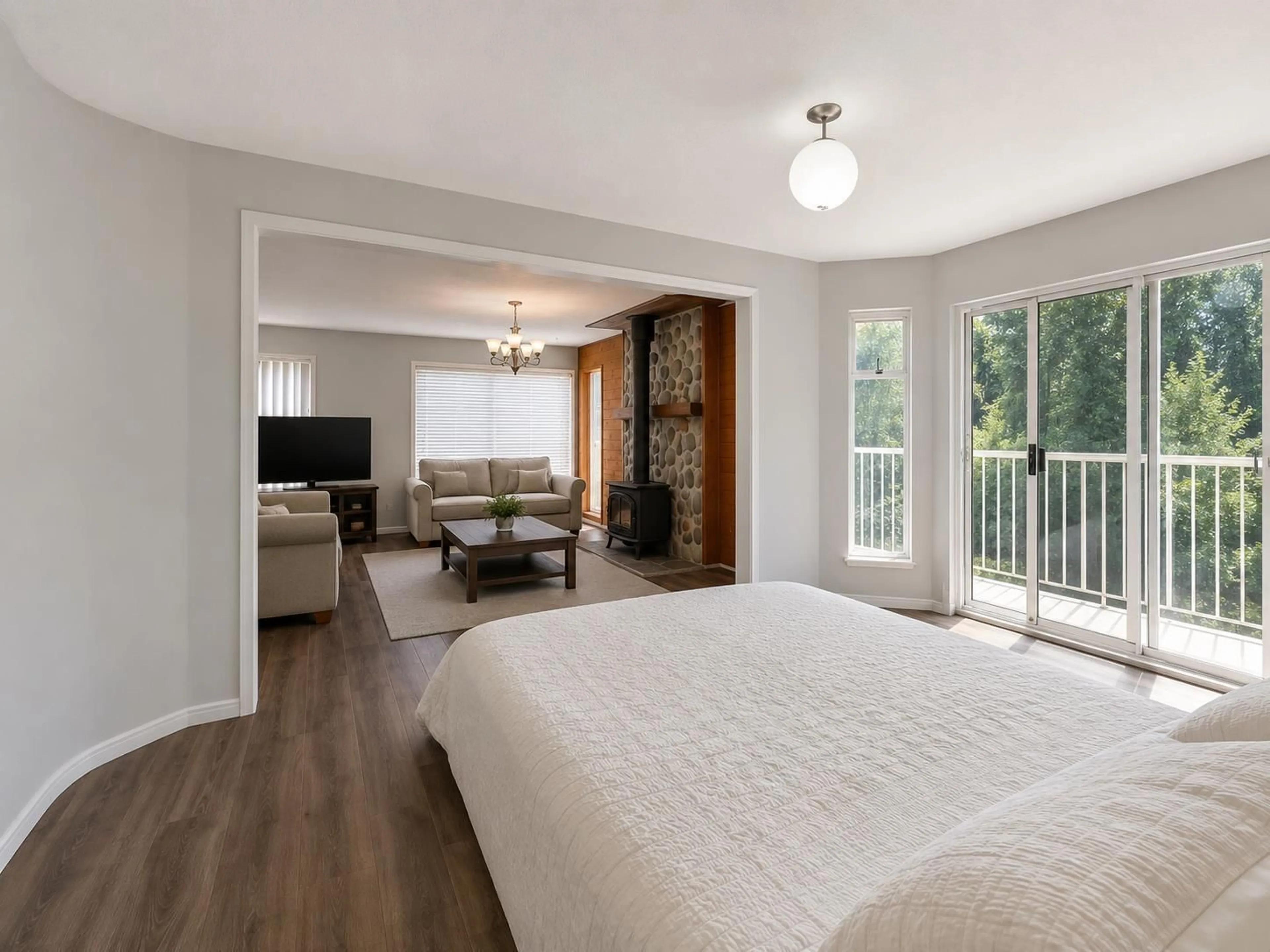 Bedroom with bed, wood/laminate floor for 8309 THOMPSON ROAD, Mission British Columbia V0M1G0