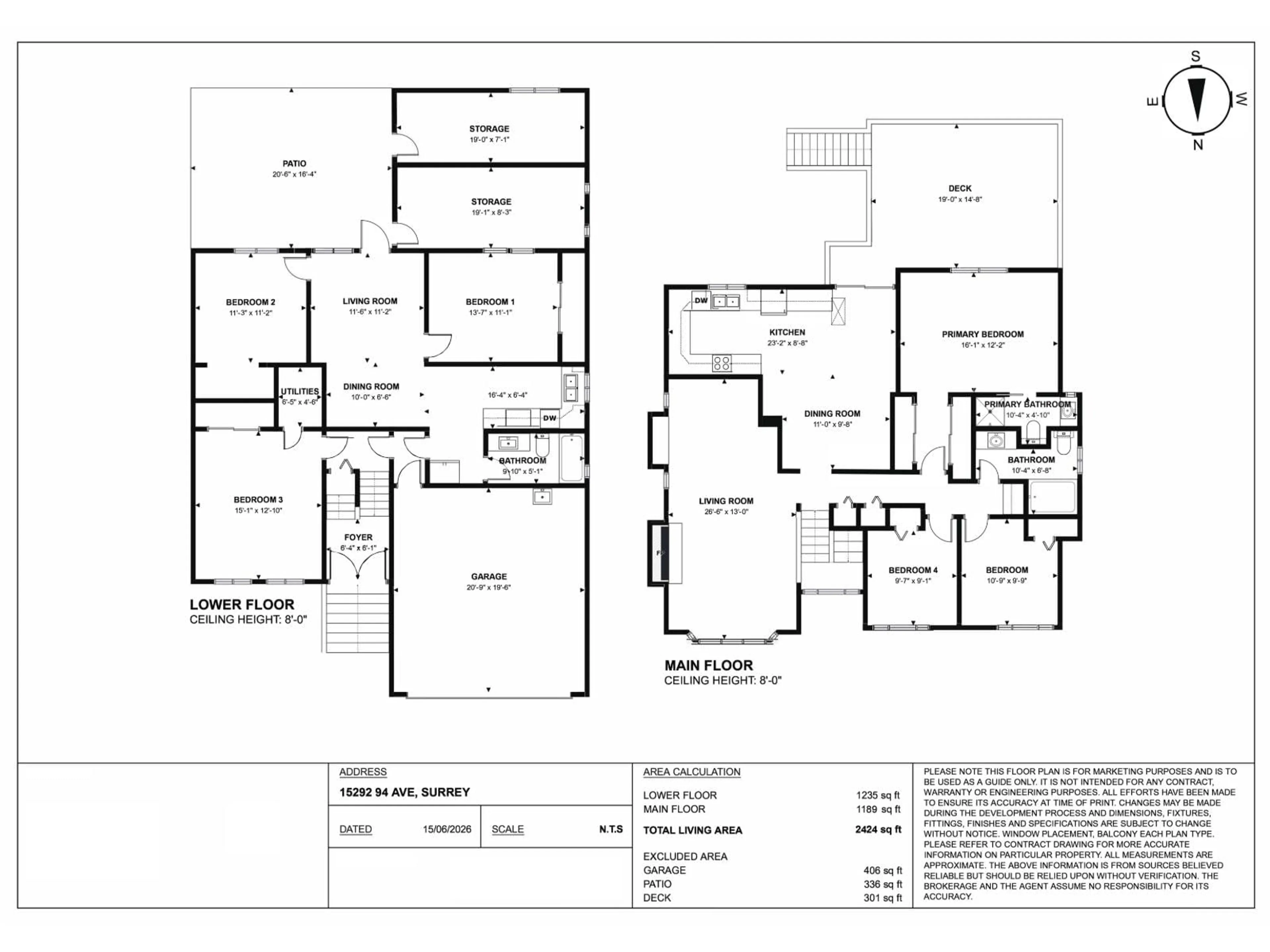 Floor plan for 15292 94 AVENUE, Surrey British Columbia V3R1E3