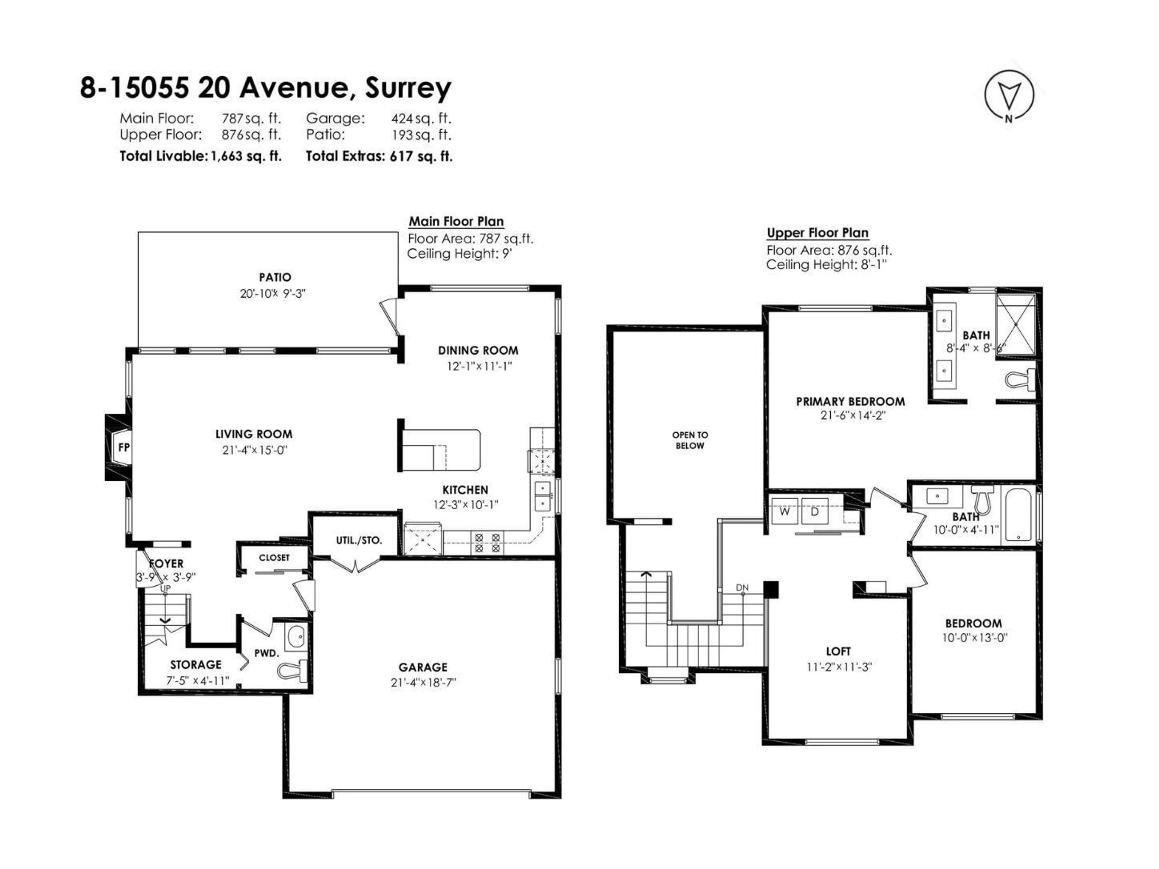 Floor plan for 8 - 15055 20 AVENUE, Surrey British Columbia V4A9Y2