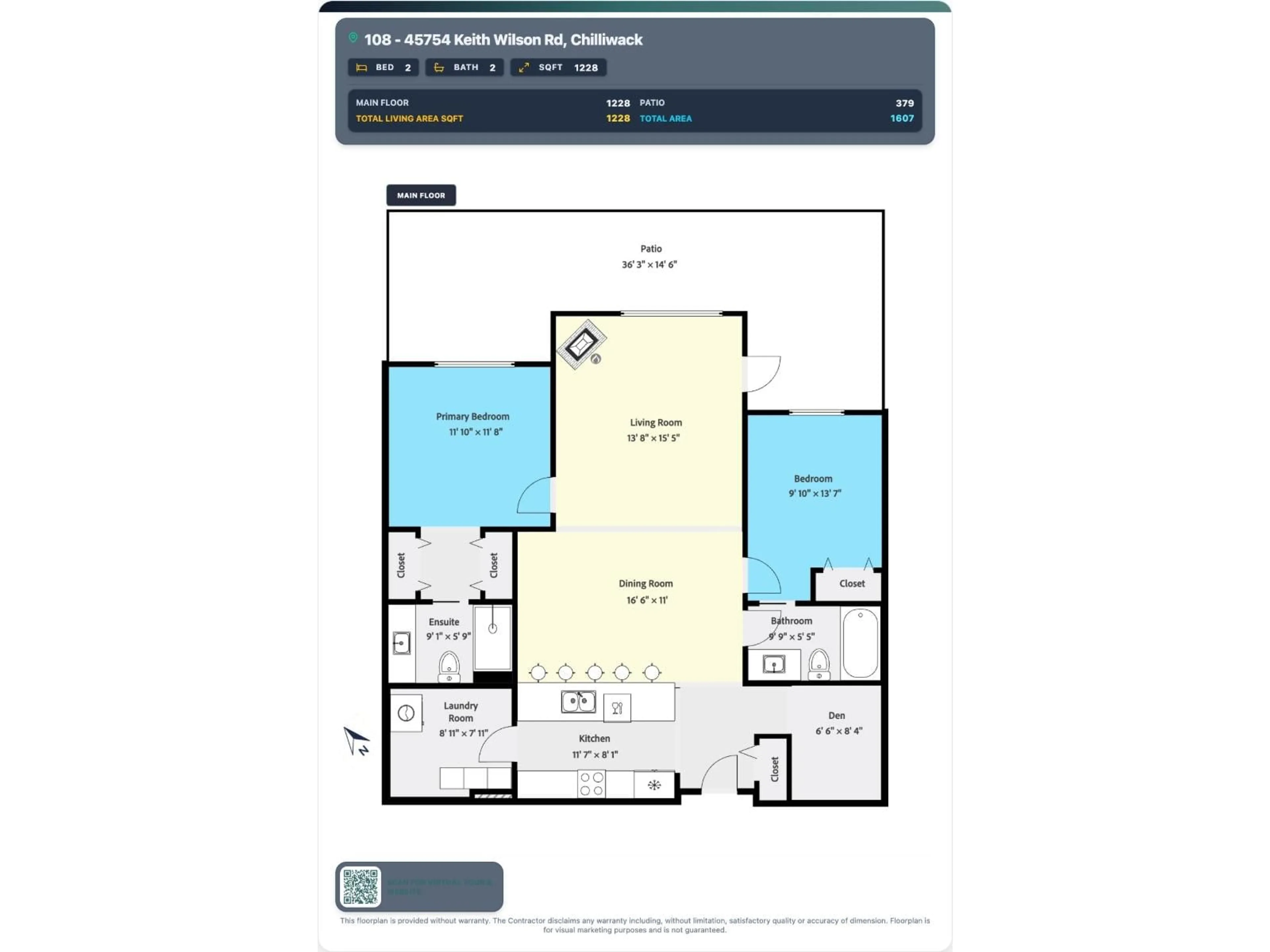Floor plan for 108 - 45754 KEITH WILSON ROAD, Chilliwack British Columbia V2R6A9