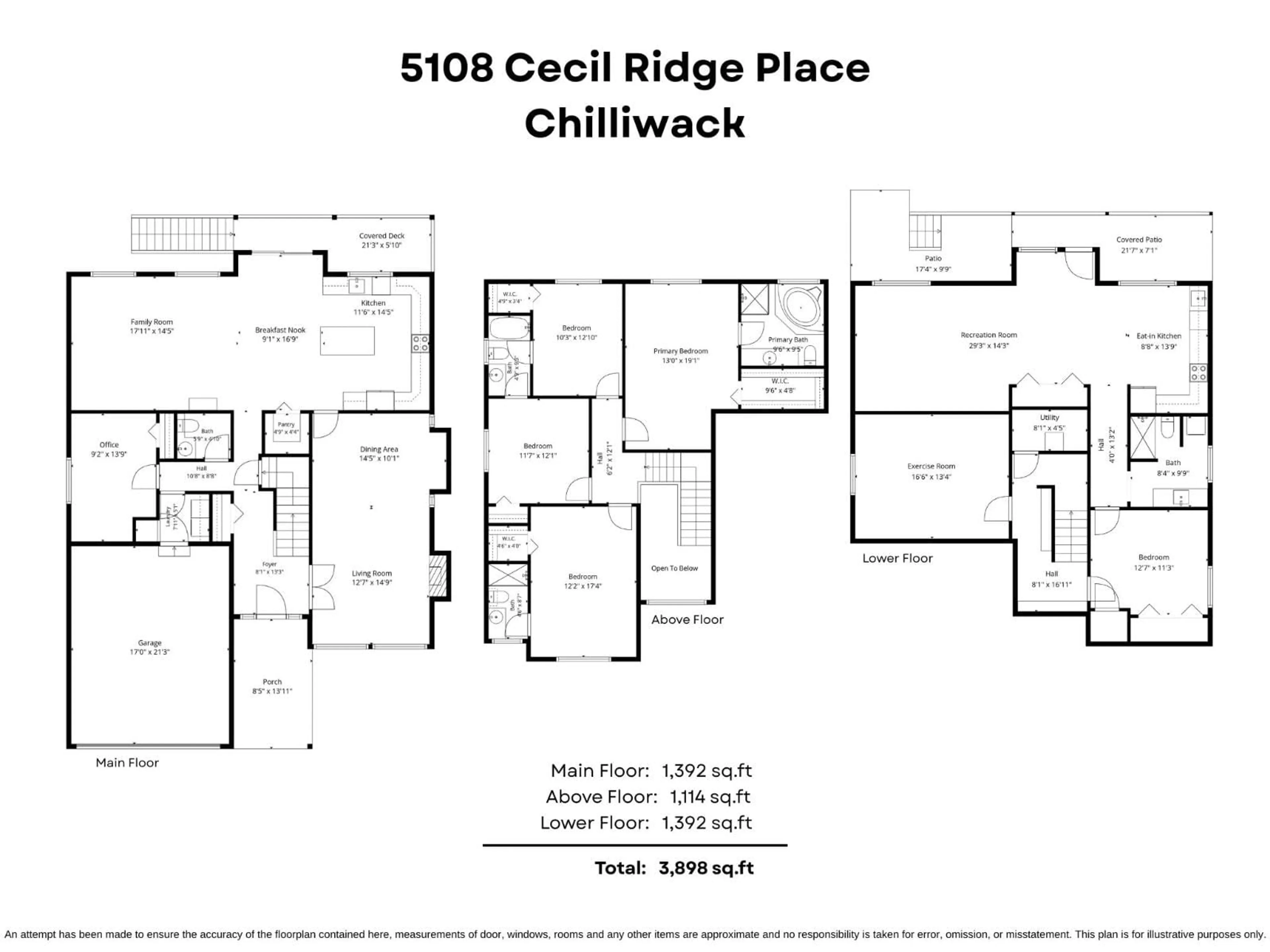 Floor plan for 5108 CECIL RIDGE PLACE, Chilliwack British Columbia V2R6A1