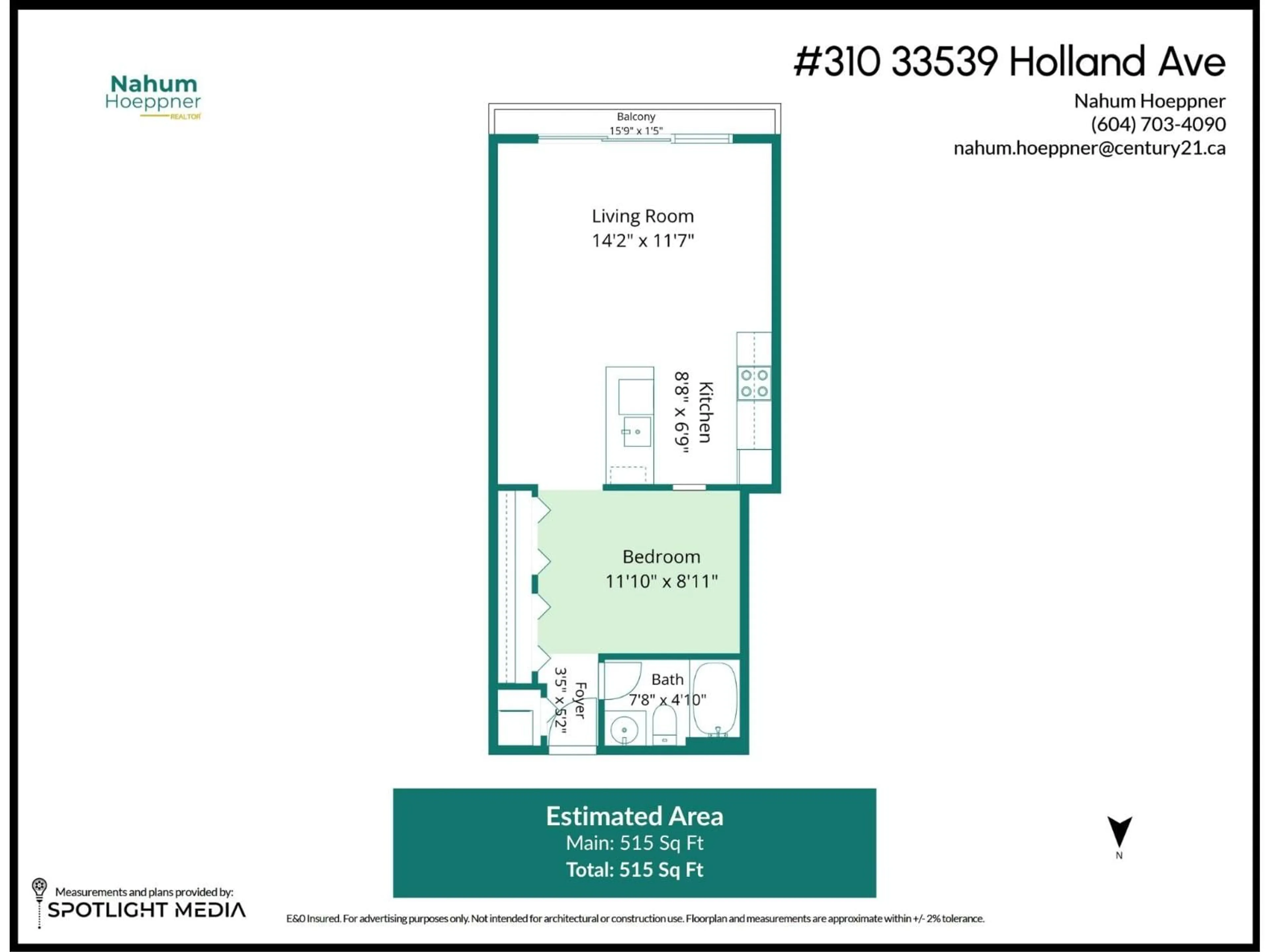 Floor plan for 310 - 33539 HOLLAND AVENUE, Abbotsford British Columbia V2S0C6