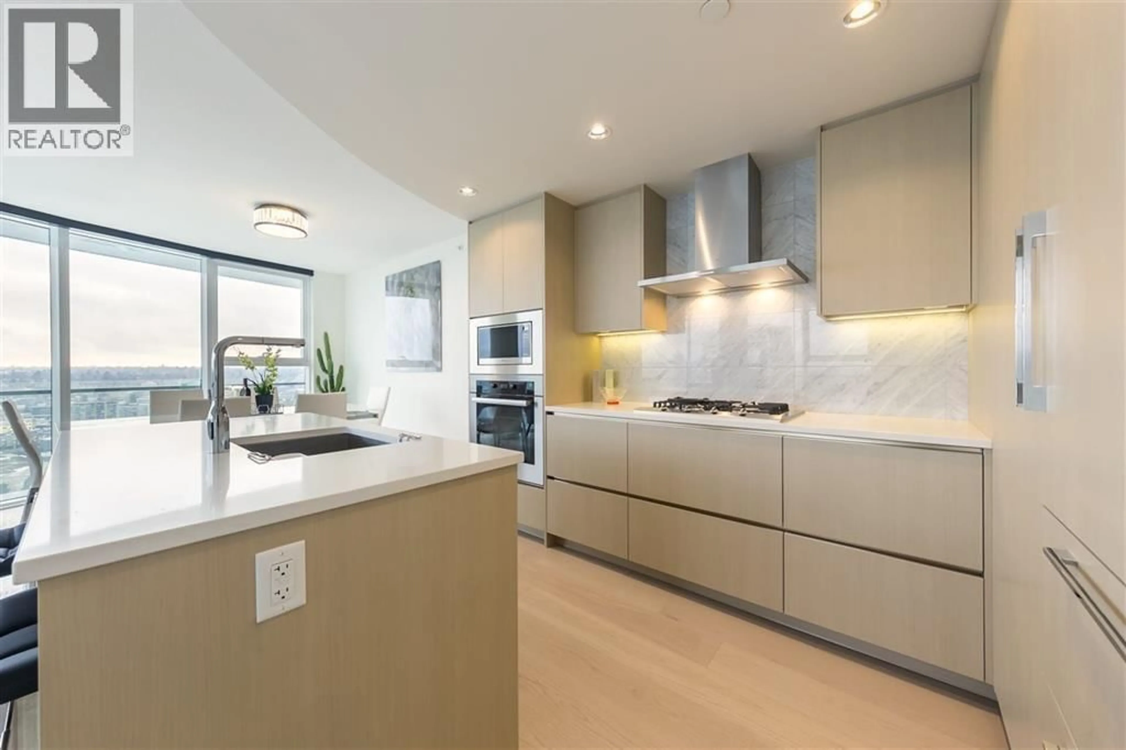 Contemporary kitchen, ceramic/tile floor for 2417 - 89 NELSON STREET, Vancouver British Columbia V6Z0E7