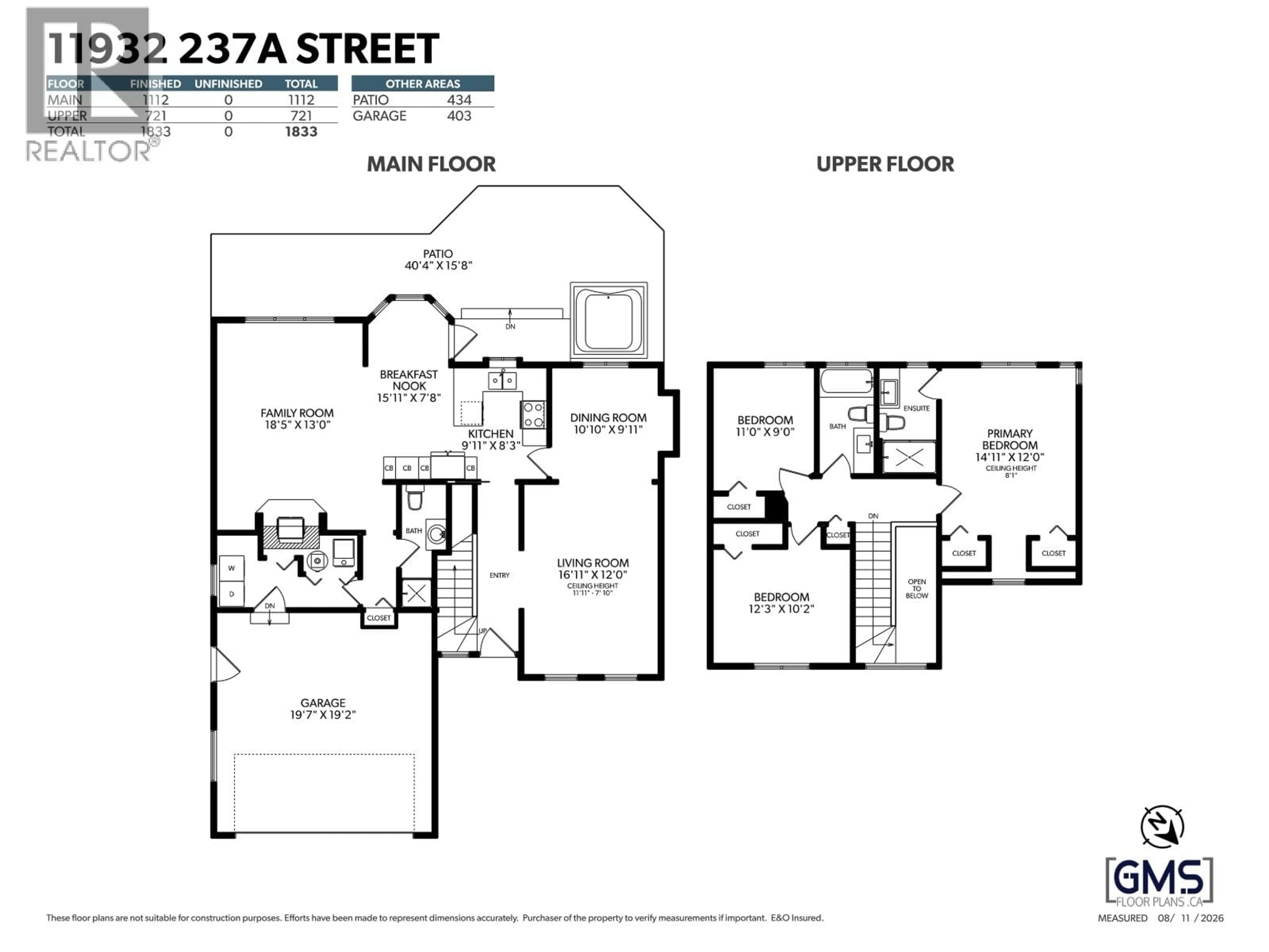 Floor plan for 11932 237A STREET, Maple Ridge British Columbia V4R1V9