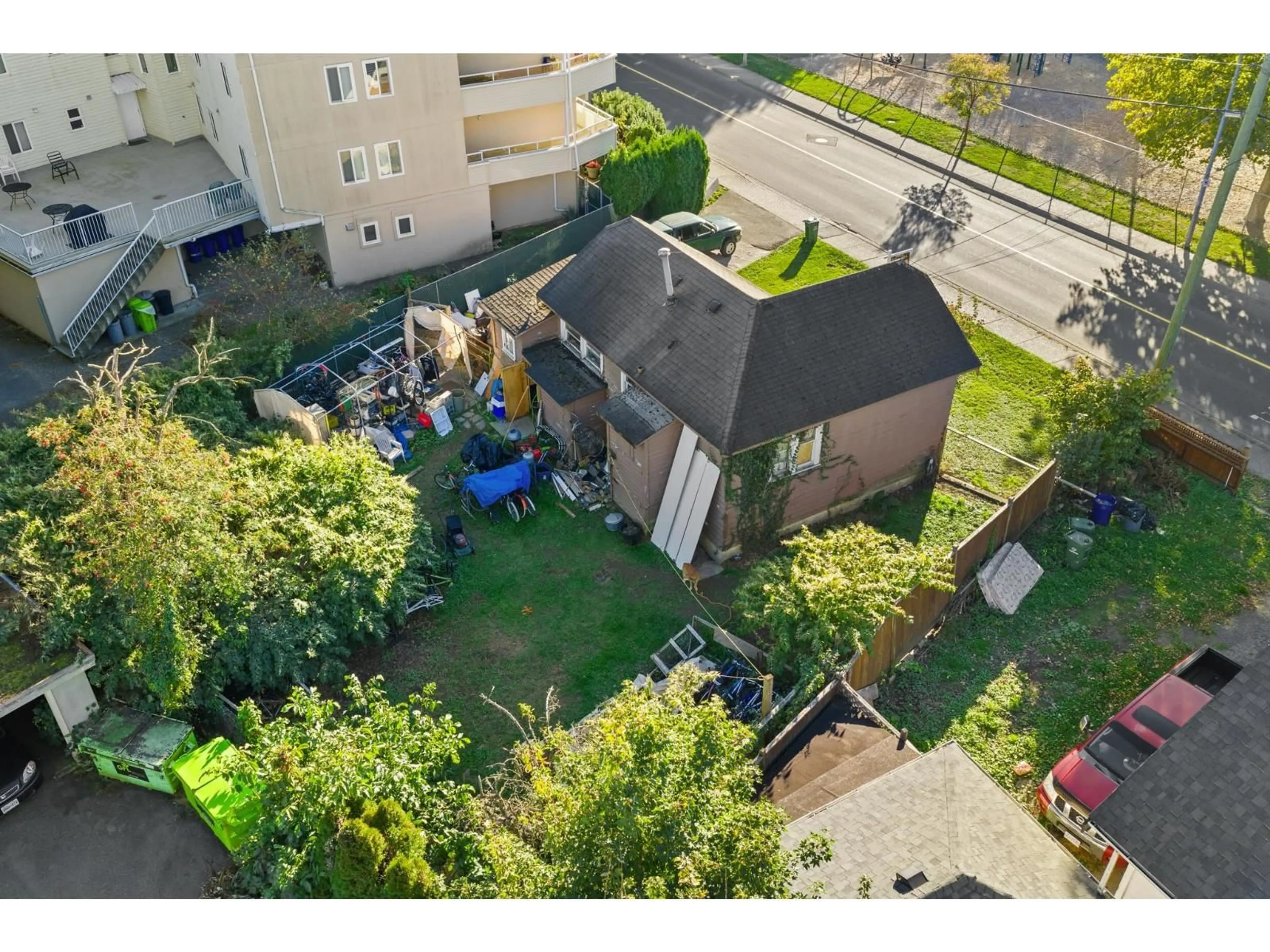 A pic from outside/outdoor area/front of a property/back of a property/a pic from drone, street for 9430 YOUNG ROAD, Chilliwack British Columbia V2P4S5