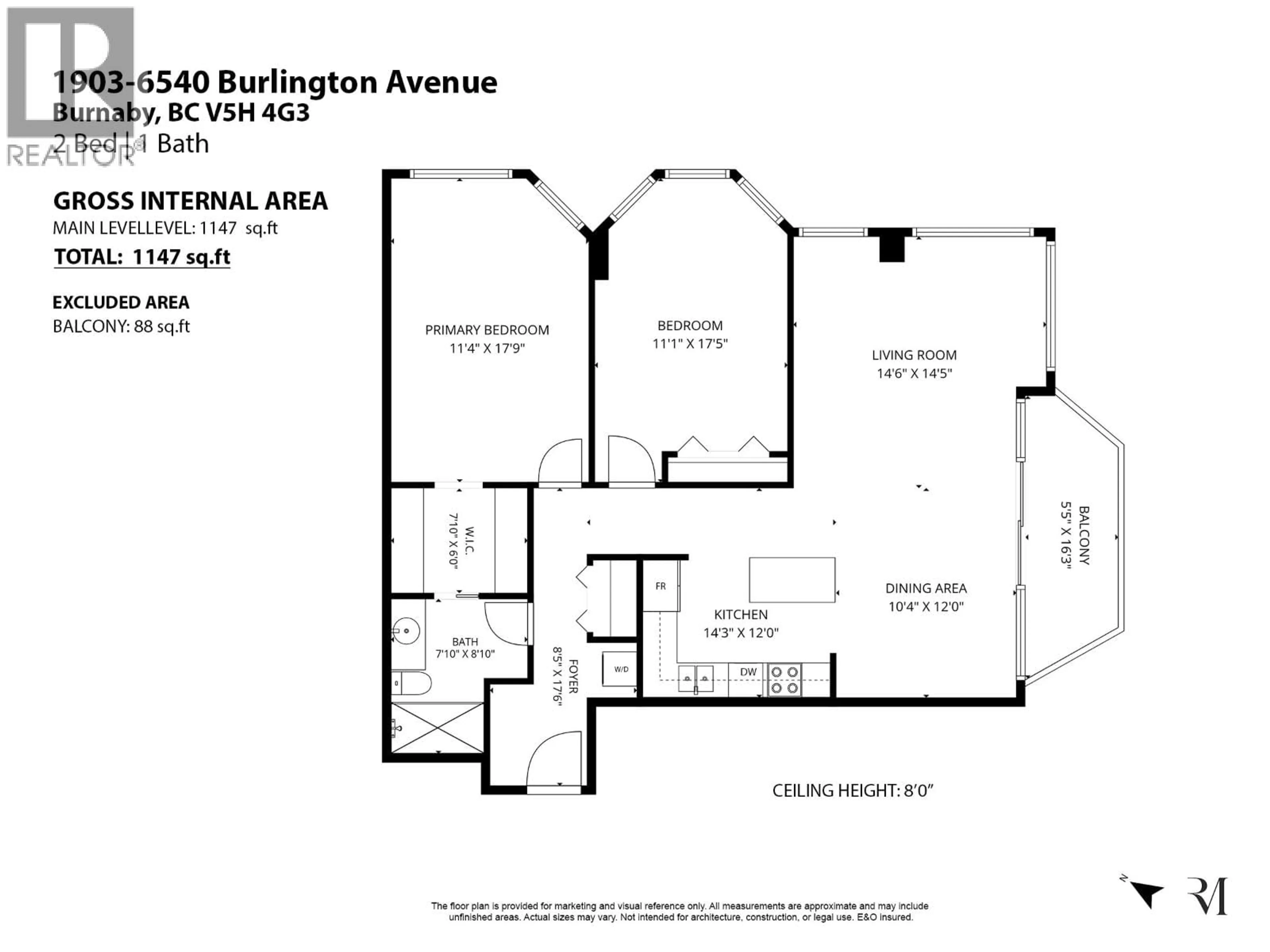 Floor plan for 1903 - 6540 BURLINGTON AVENUE, Burnaby British Columbia V5H4G3