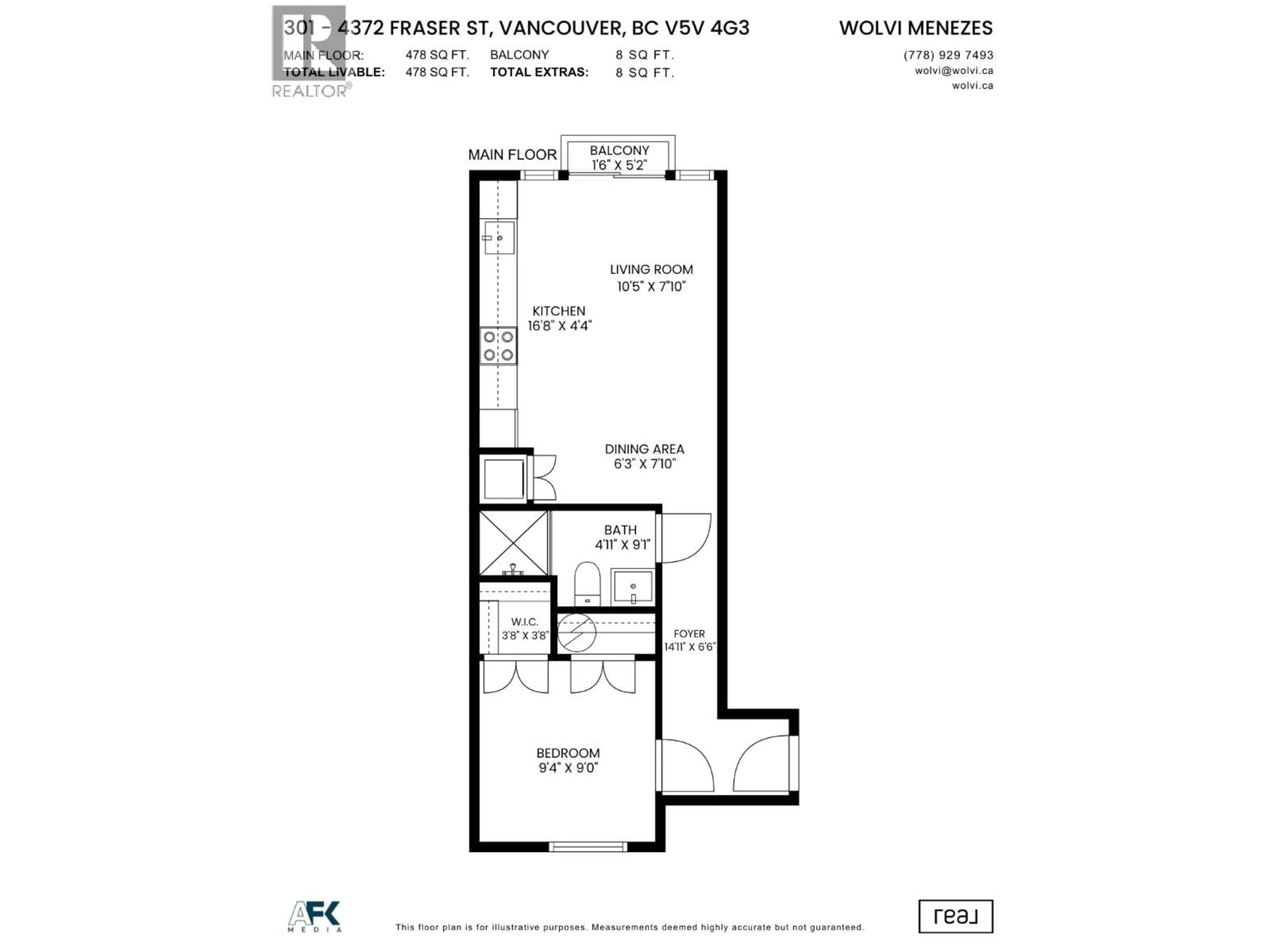 Floor plan for 301 - 4372 FRASER STREET, Vancouver British Columbia V5V4G3