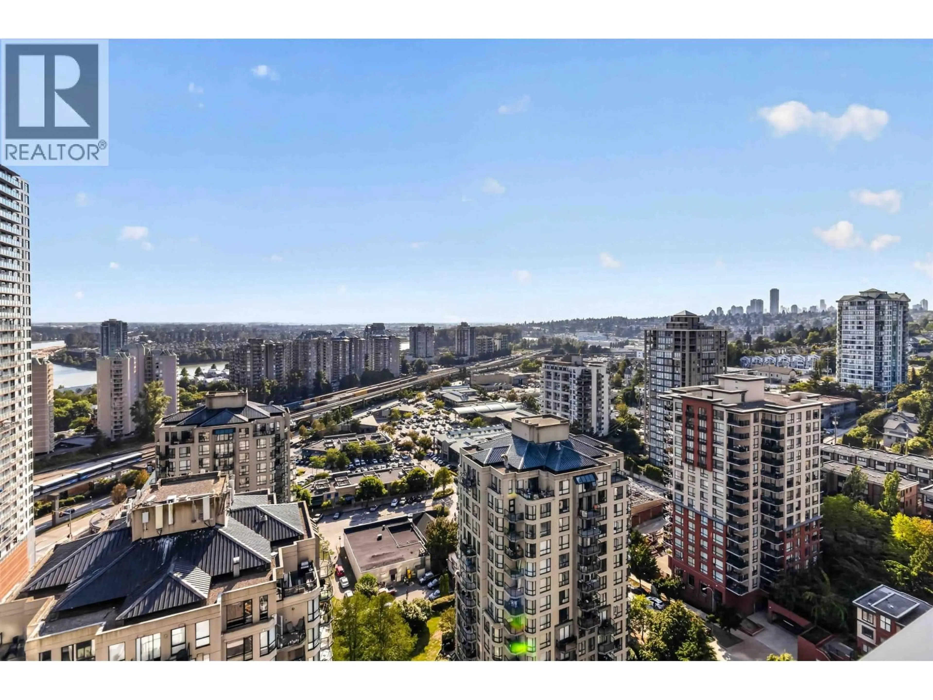 A pic from outside/outdoor area/front of a property/back of a property/a pic from drone, city buildings view from balcony for 2402 - 823 CARNARVON STREET, New Westminster British Columbia V3M0N5