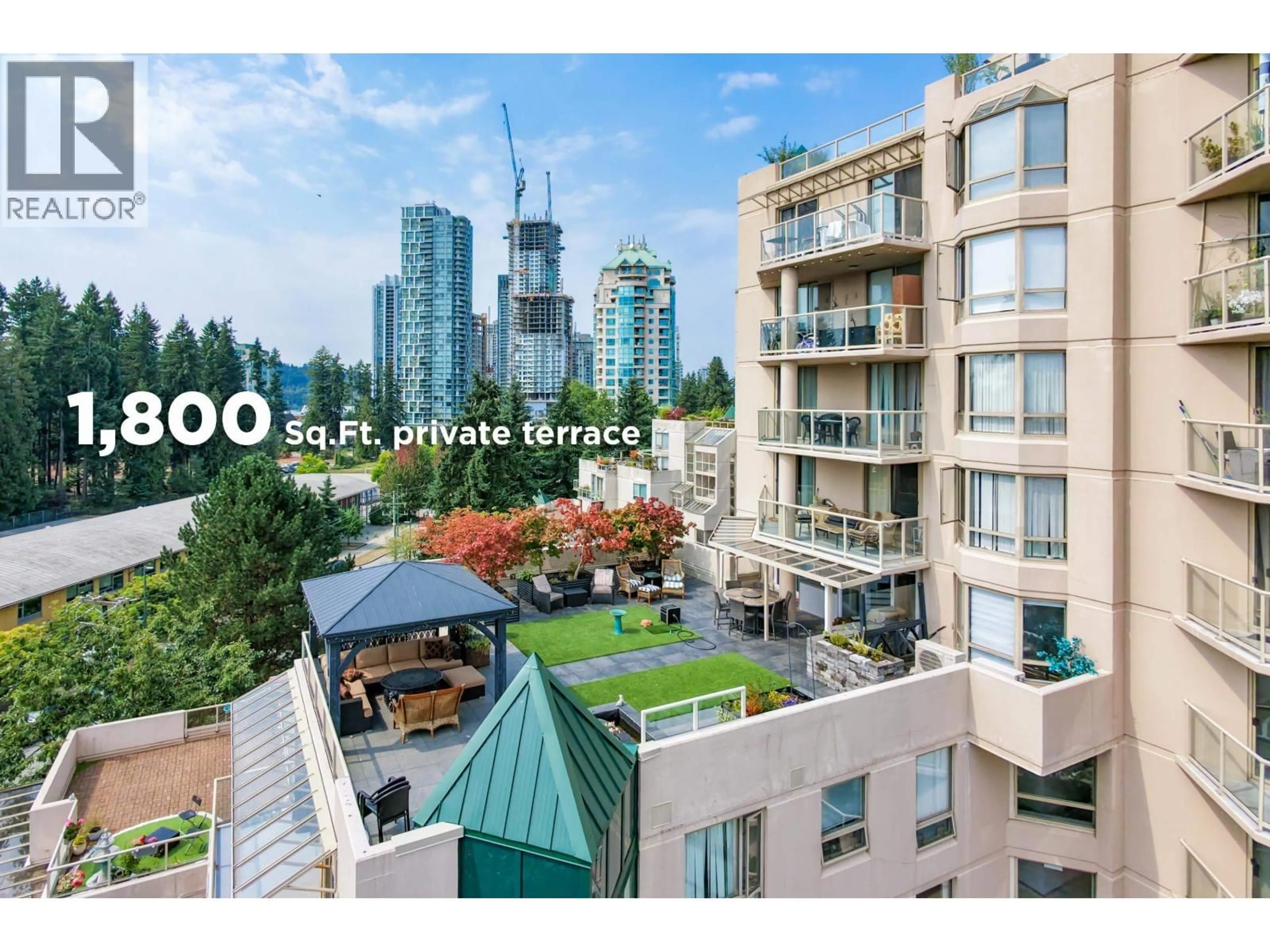 A pic from outside/outdoor area/front of a property/back of a property/a pic from drone, city buildings view from balcony for 701 - 1190 PIPELINE ROAD, Coquitlam British Columbia V3B7T9