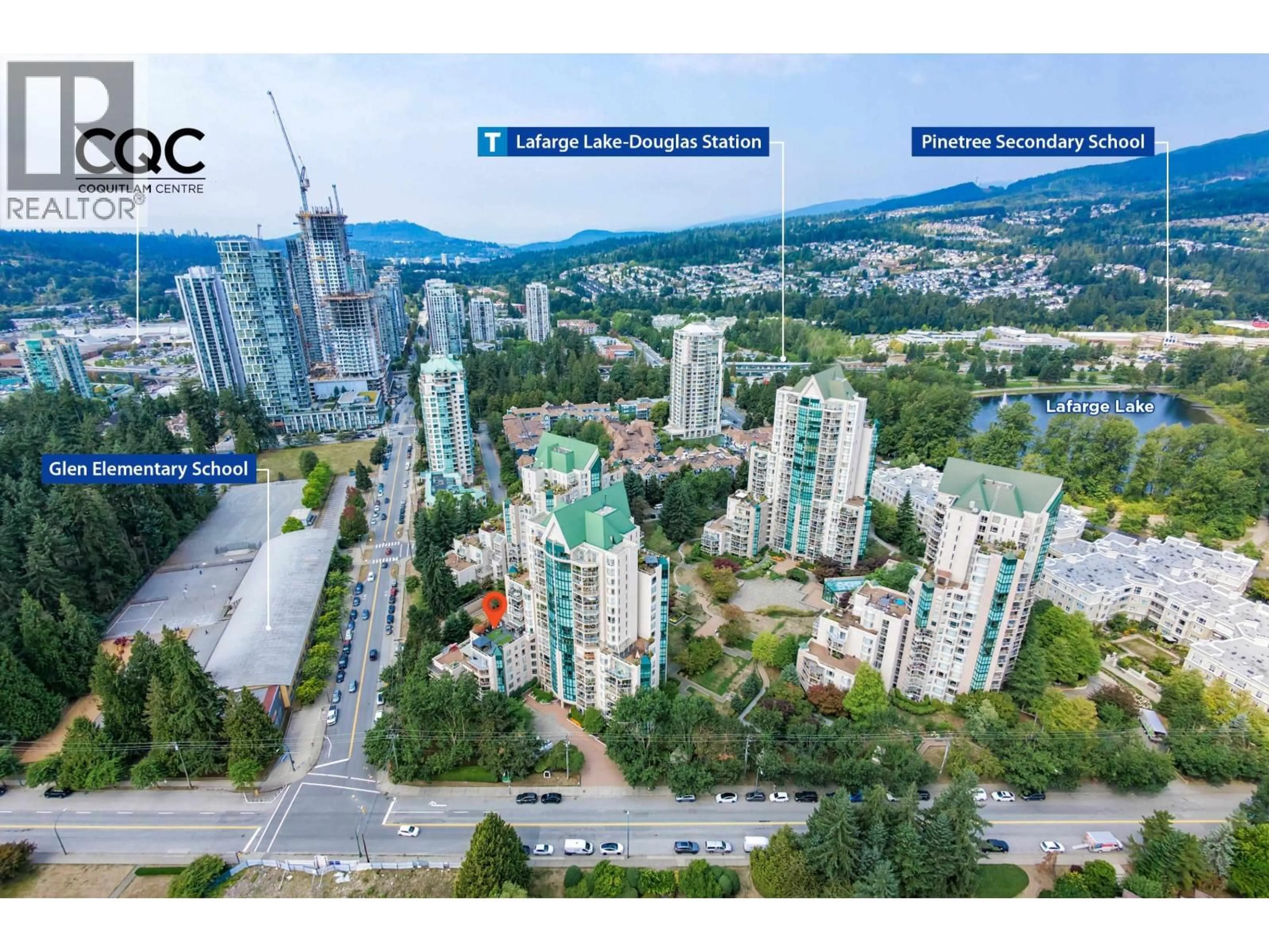 A pic from outside/outdoor area/front of a property/back of a property/a pic from drone, city buildings view from balcony for 701 - 1190 PIPELINE ROAD, Coquitlam British Columbia V3B7T9