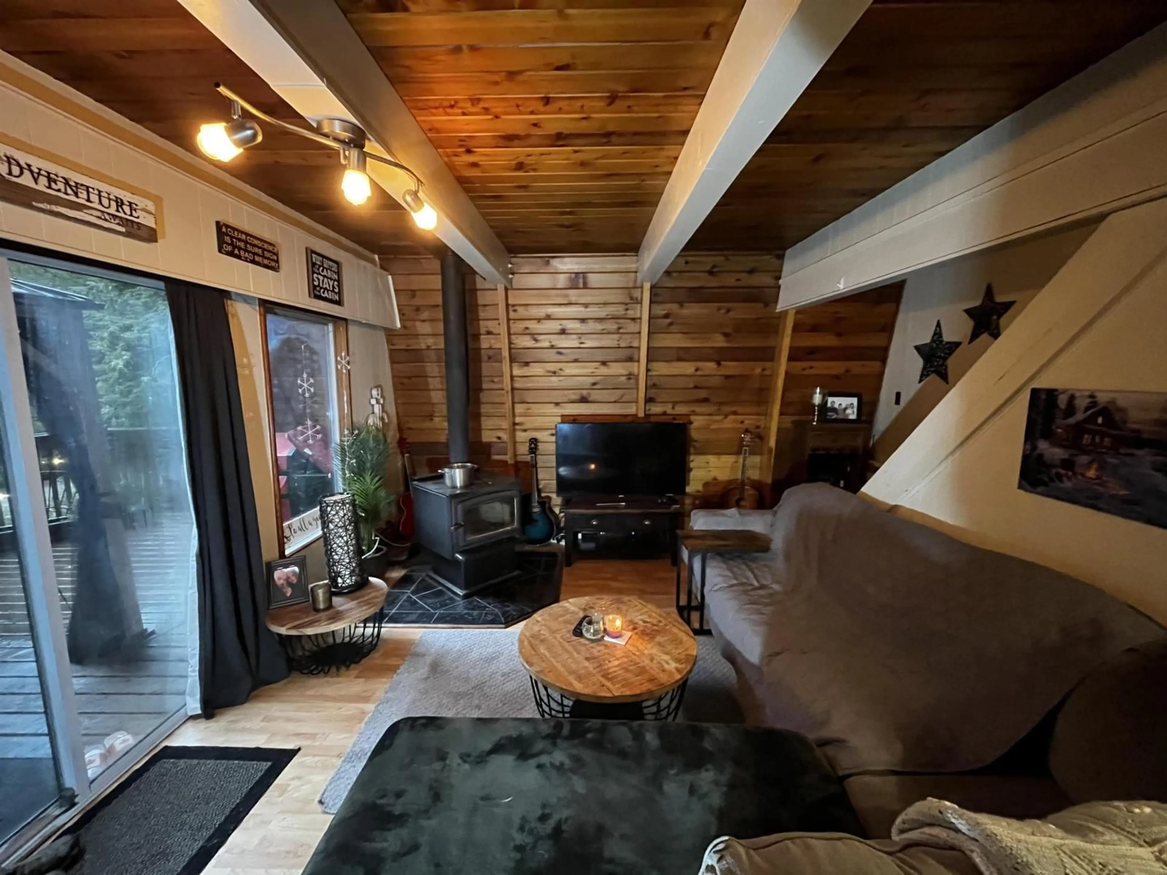 Living room with furniture, wood/laminate floor for 14371 ALPINE BOULEVARD, Sunshine Valley British Columbia V0X1L5