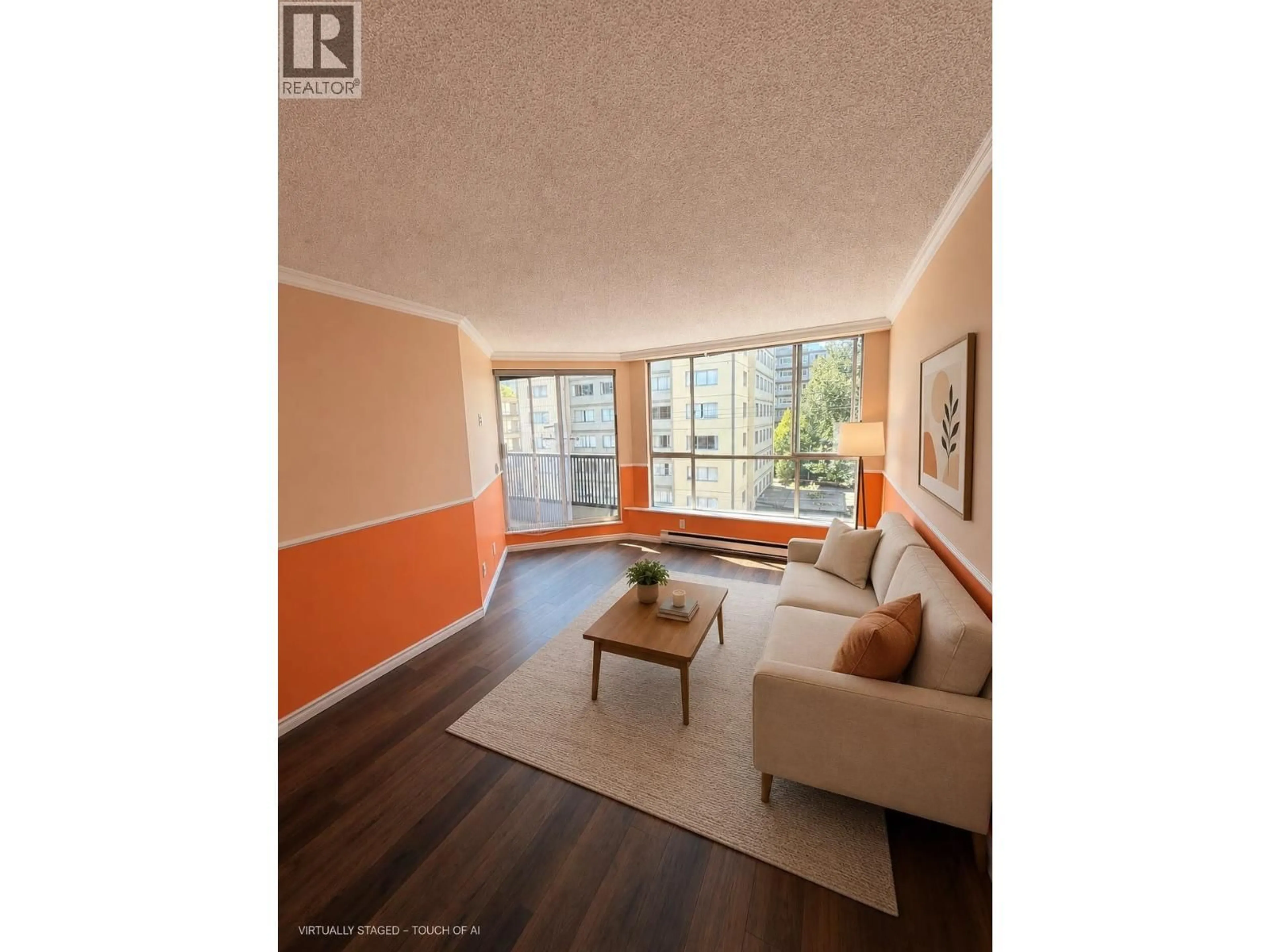 Living room with furniture, wood/laminate floor for 605 - 1270 ROBSON STREET, Vancouver British Columbia V6E3Z6