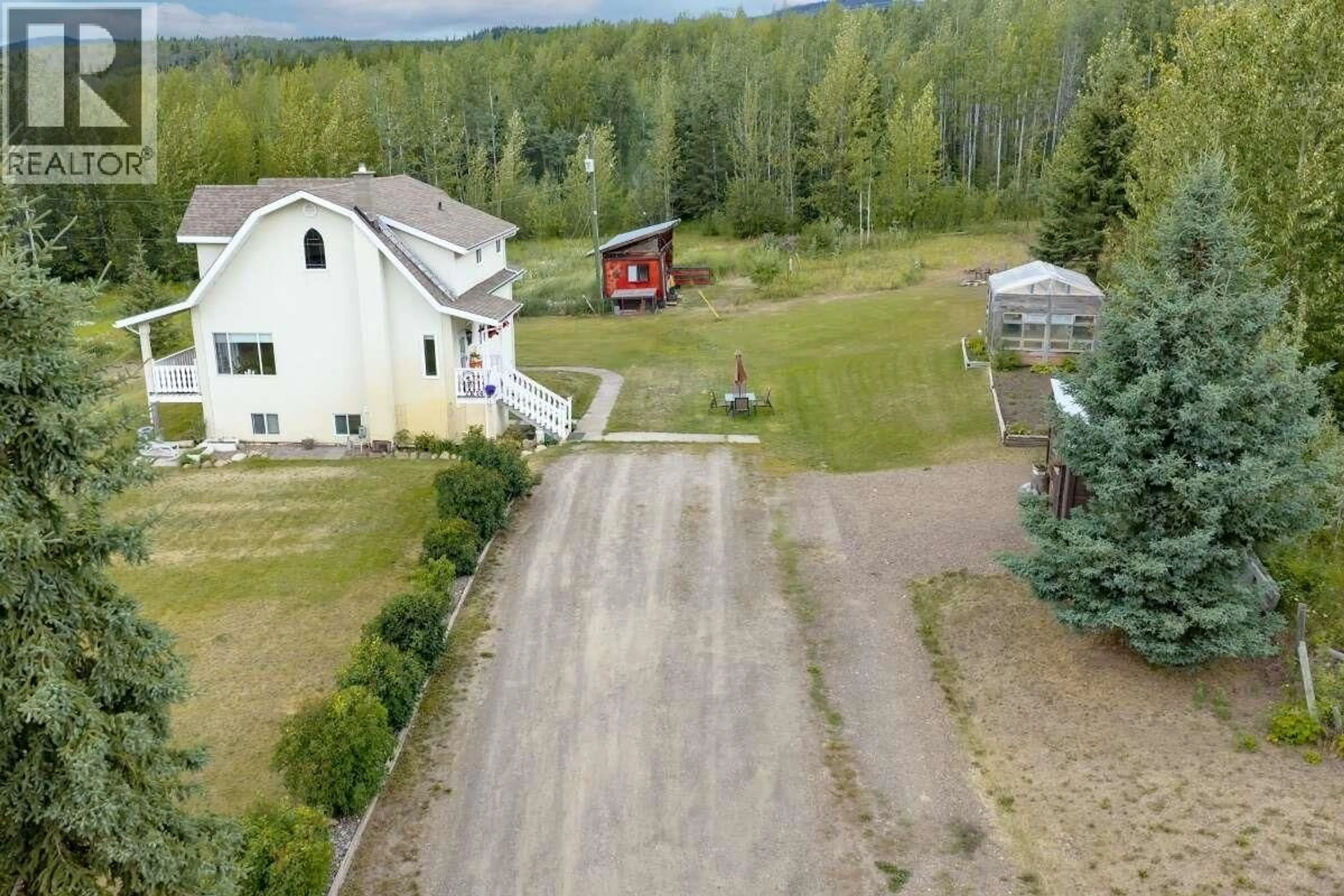 A pic from outside/outdoor area/front of a property/back of a property/a pic from drone, mountain view for 2814 MOOSE ROAD, Burns Lake British Columbia V0J1E3