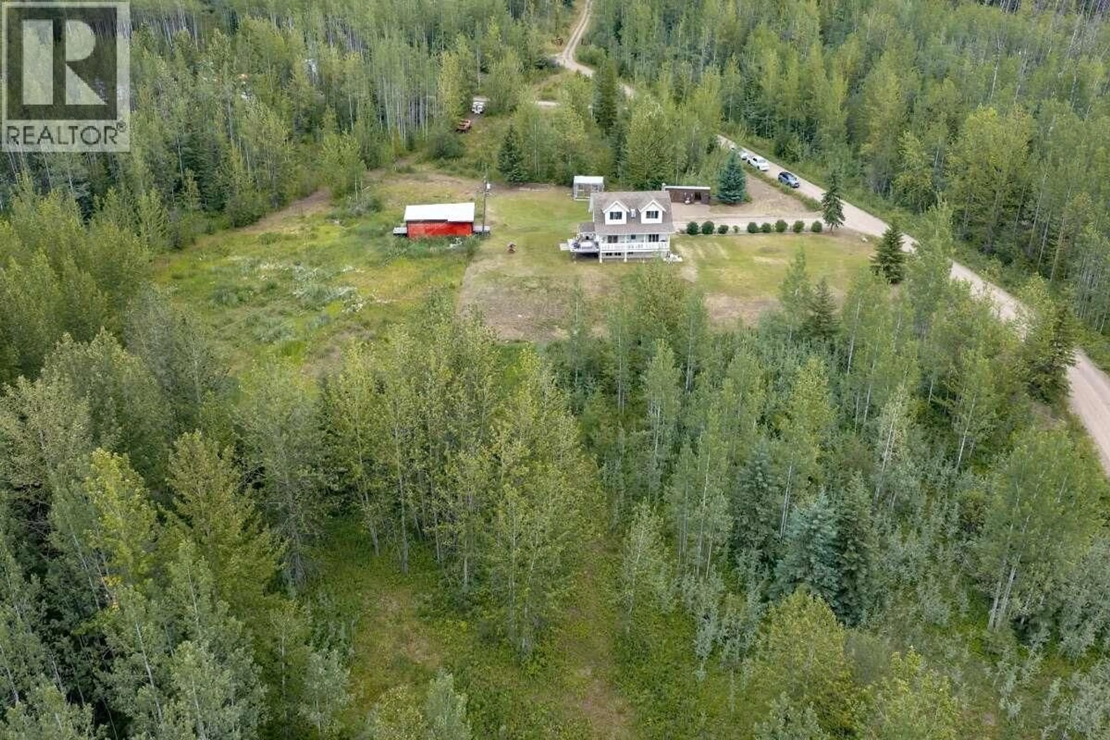 A pic from outside/outdoor area/front of a property/back of a property/a pic from drone, forest/trees view for 2814 MOOSE ROAD, Burns Lake British Columbia V0J1E3