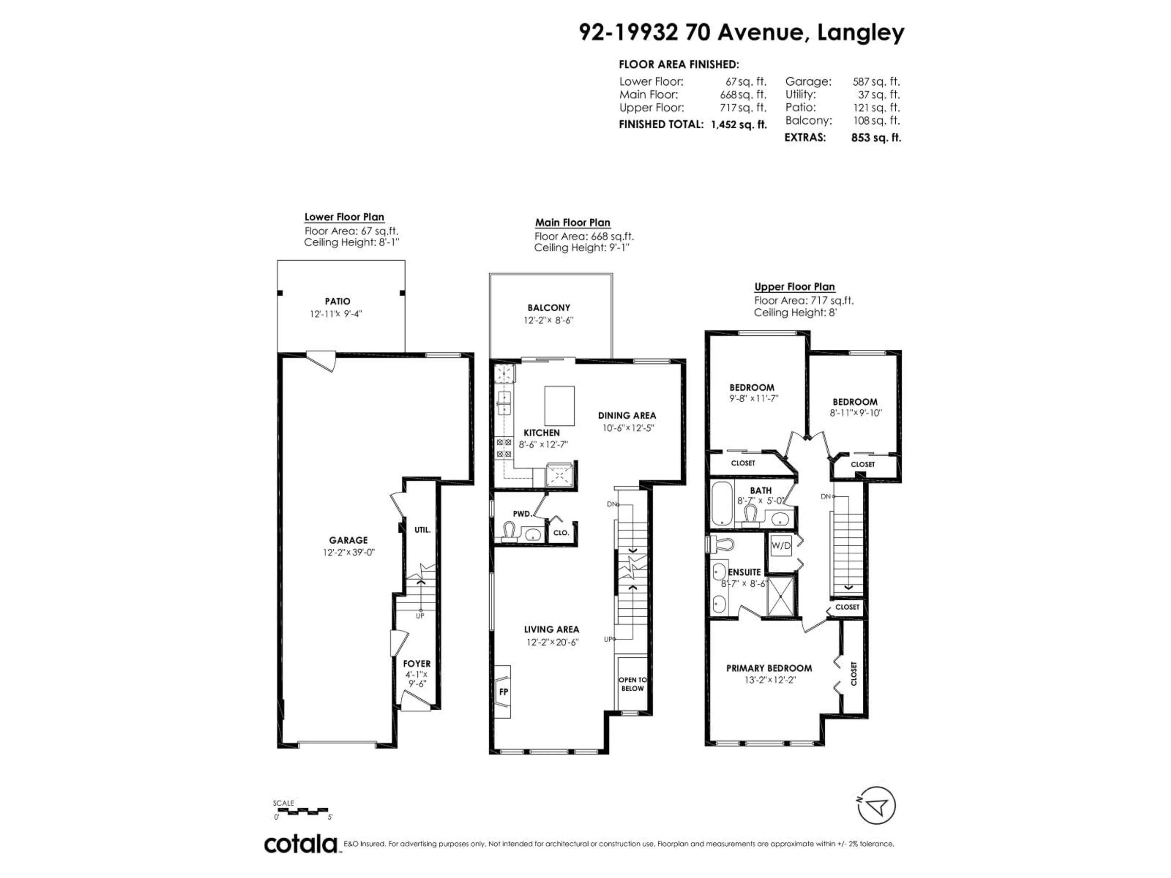 Floor plan for 92 - 19932 70 AVENUE, Langley British Columbia V2Y3C6