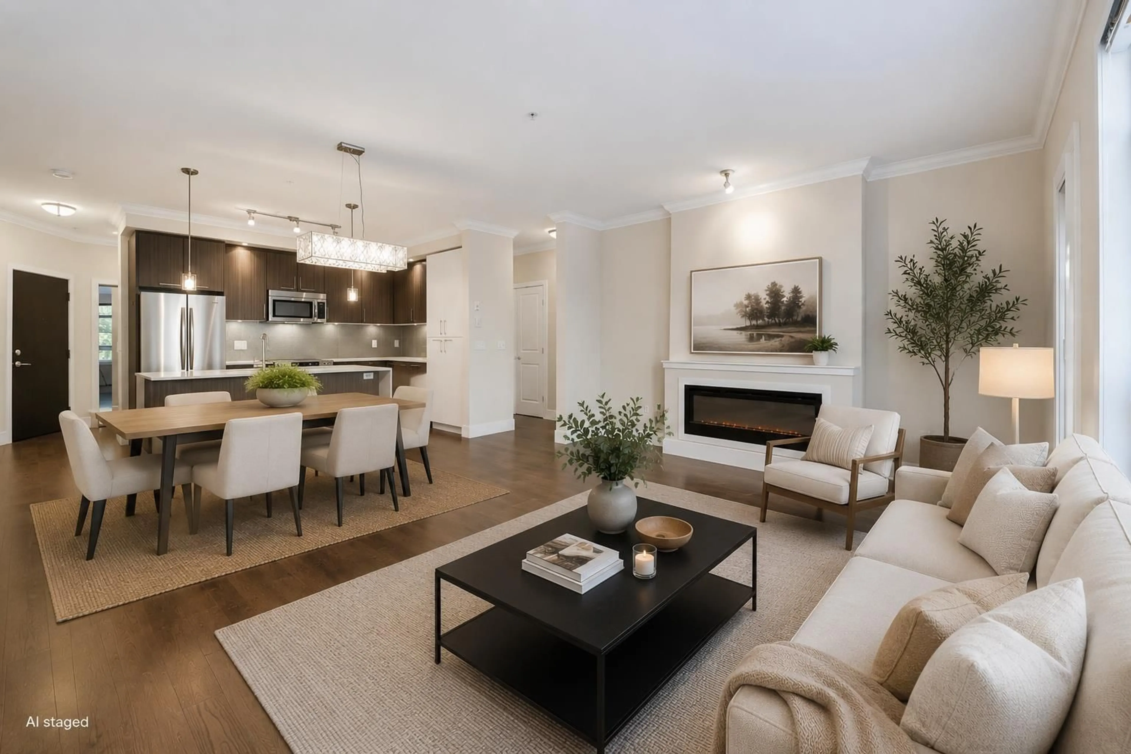 Living room with furniture, wood/laminate floor for C210 - 20211 66 AVENUE, Langley British Columbia V2Y0L4