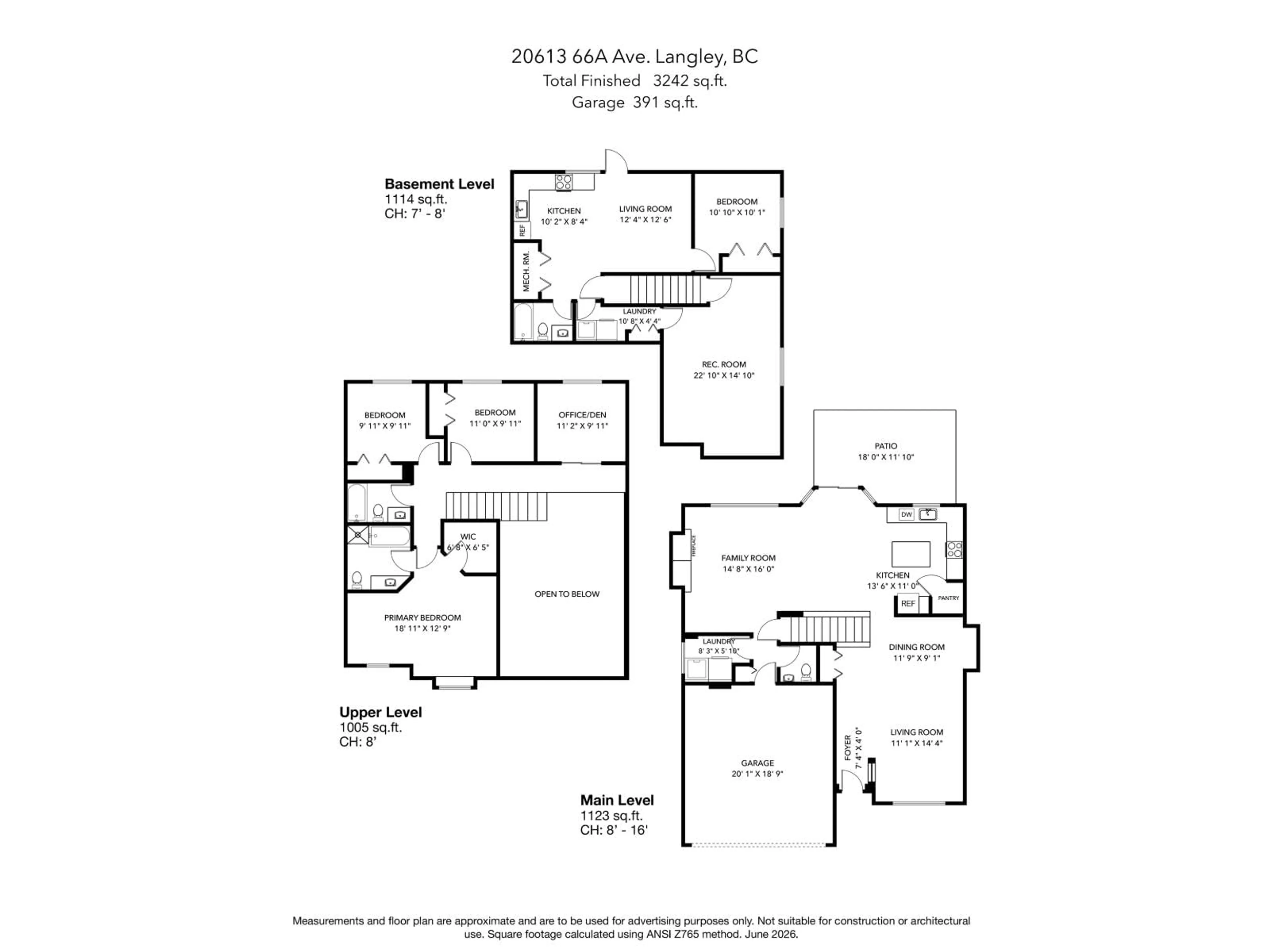 Floor plan for 20613 66A AVENUE, Langley British Columbia V2Y2Y4