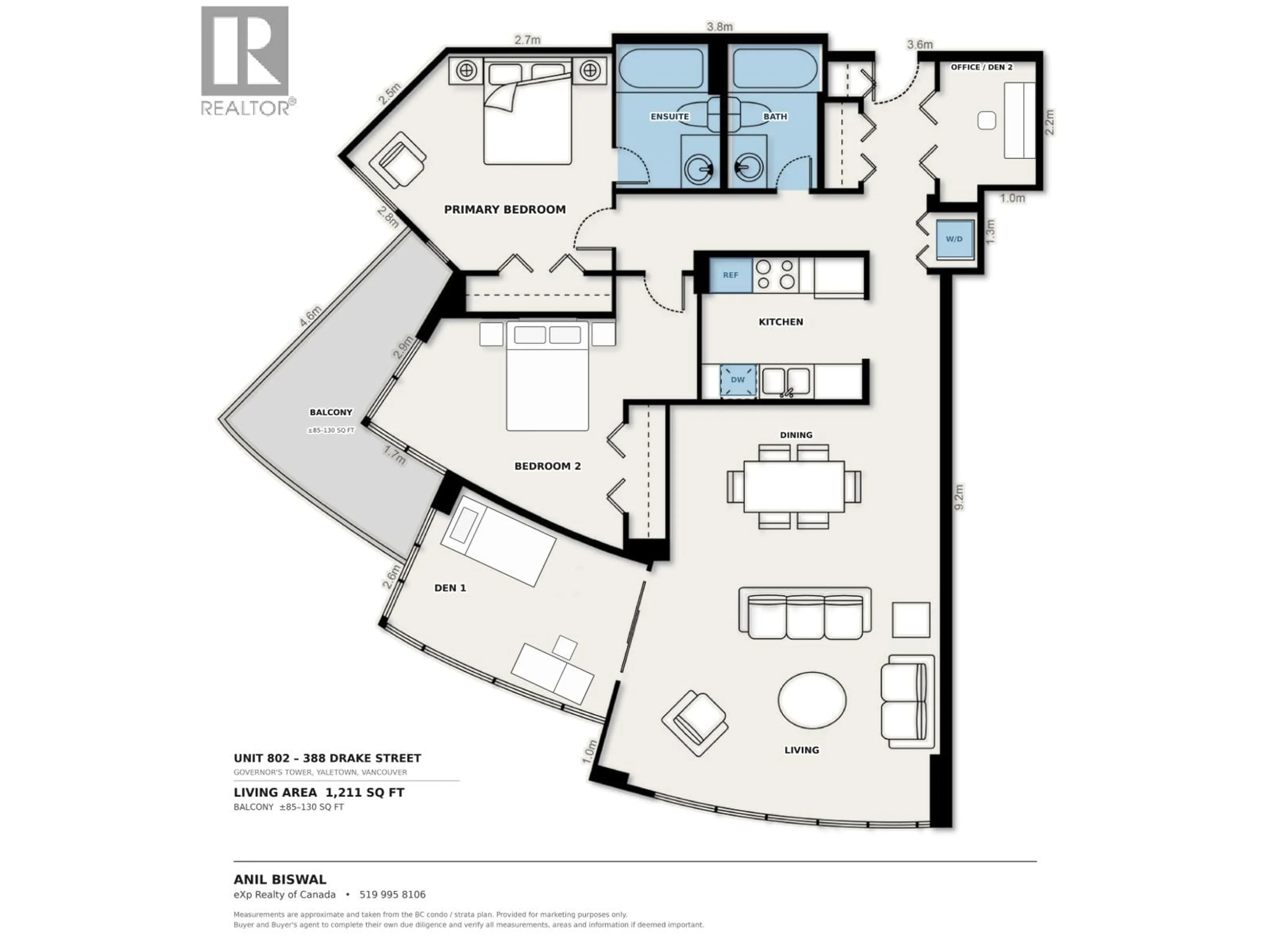 Floor plan for 802 - 388 DRAKE STREET, Vancouver British Columbia V6B6A8