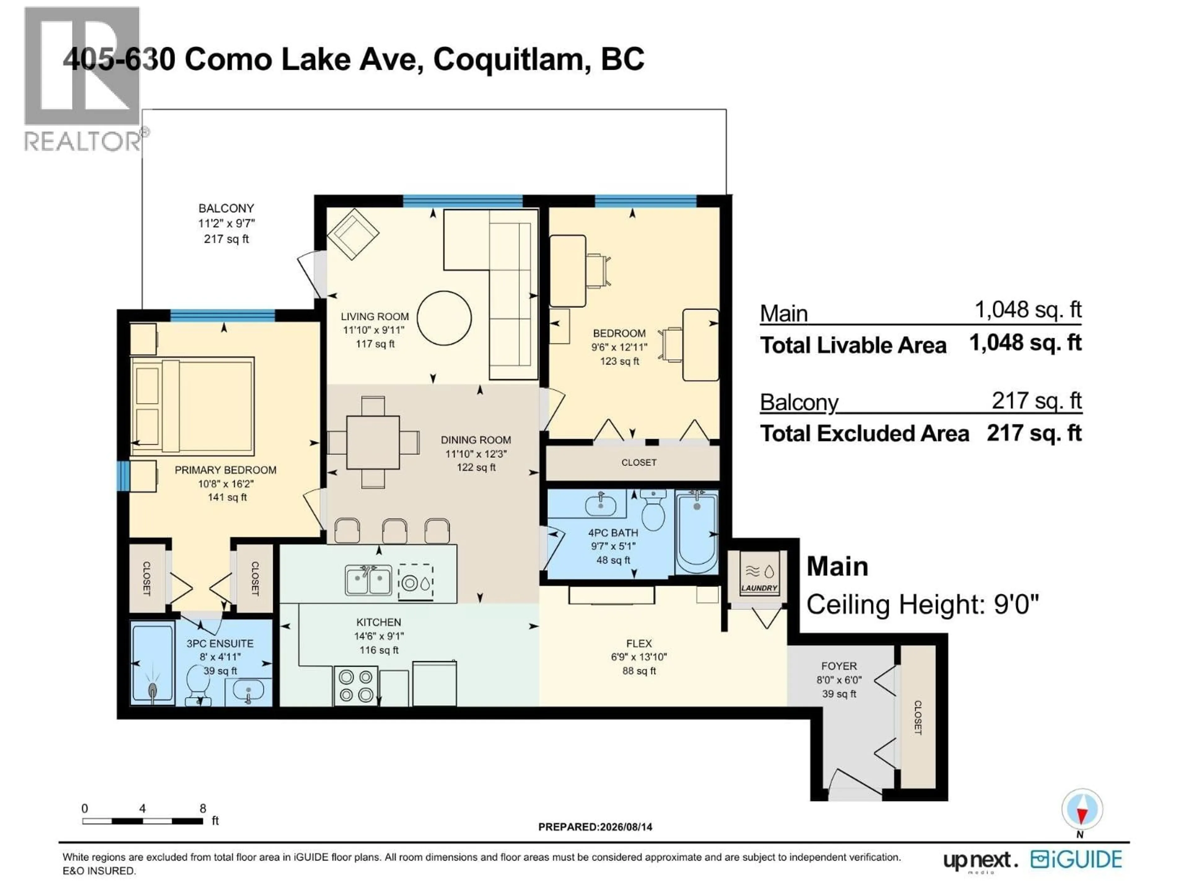 Floor plan for 405 - 630 COMO LAKE AVENUE, Coquitlam British Columbia V3J0E4