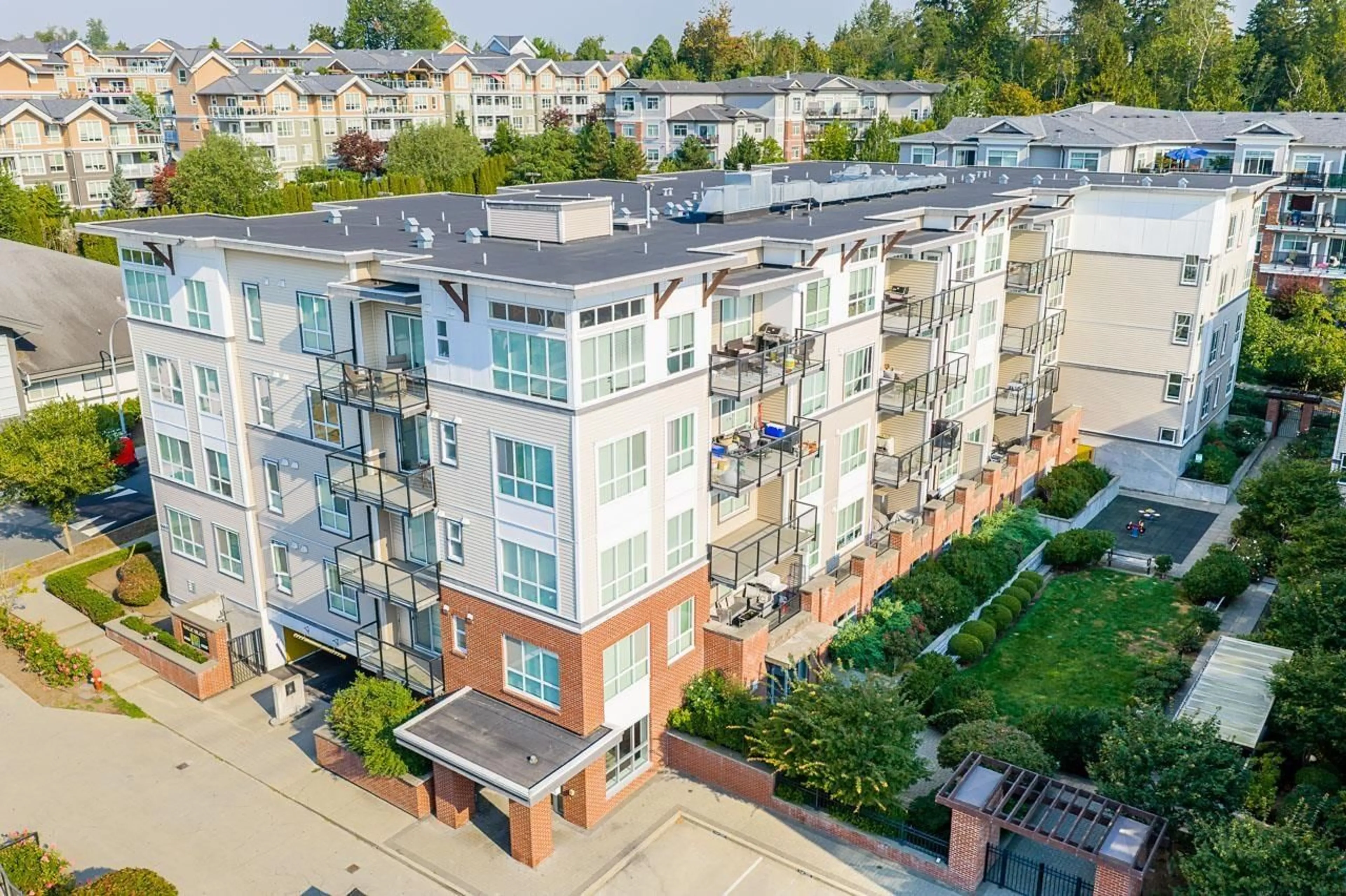 A pic from outside/outdoor area/front of a property/back of a property/a pic from drone, city buildings view from balcony for 302 - 6468 195A STREET, Surrey British Columbia V4N6R6