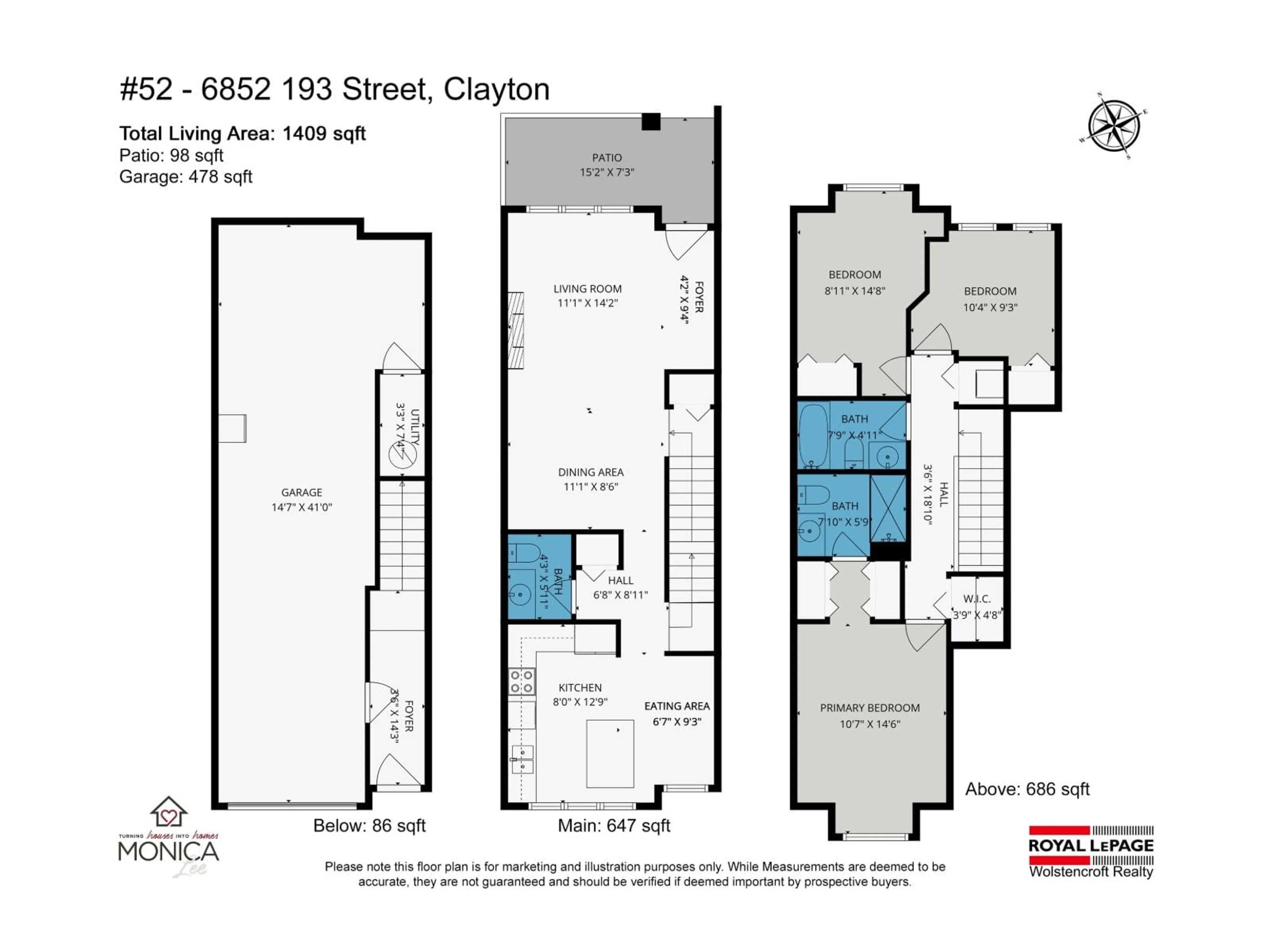 Floor plan for 52 - 6852 193 STREET, Surrey British Columbia V4N0C8