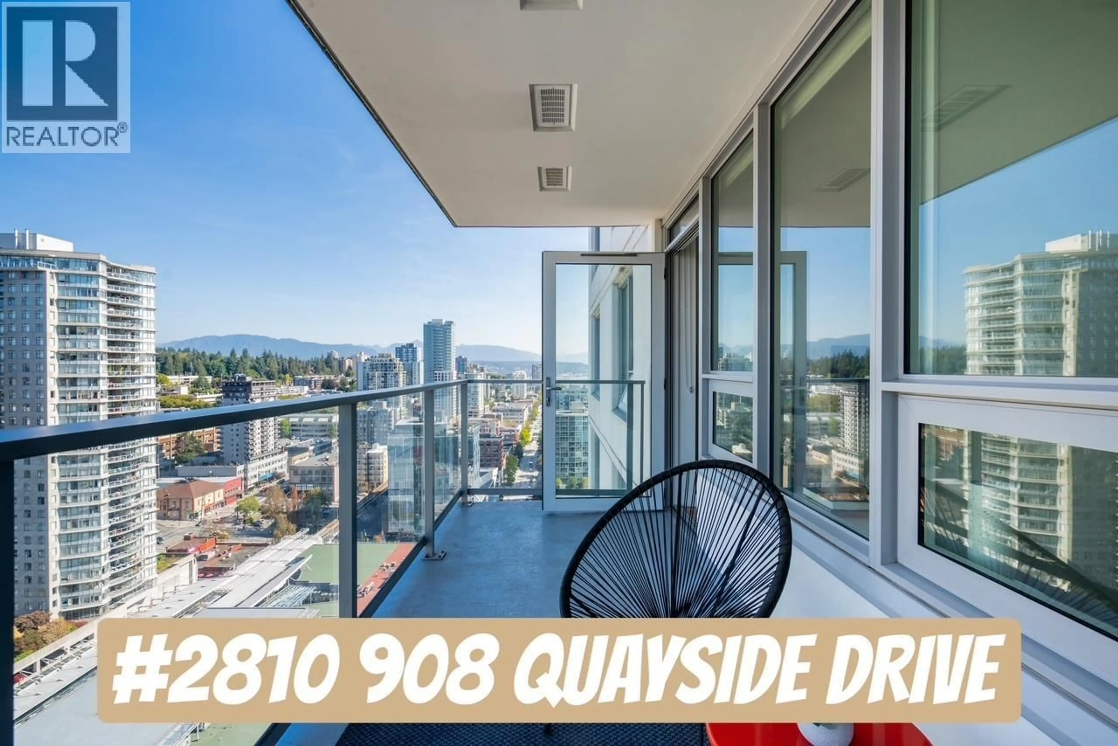 Balcony in the apartment, water/lake/river/ocean view for 2810 - 908 QUAYSIDE DRIVE, New Westminster British Columbia V3M0L4