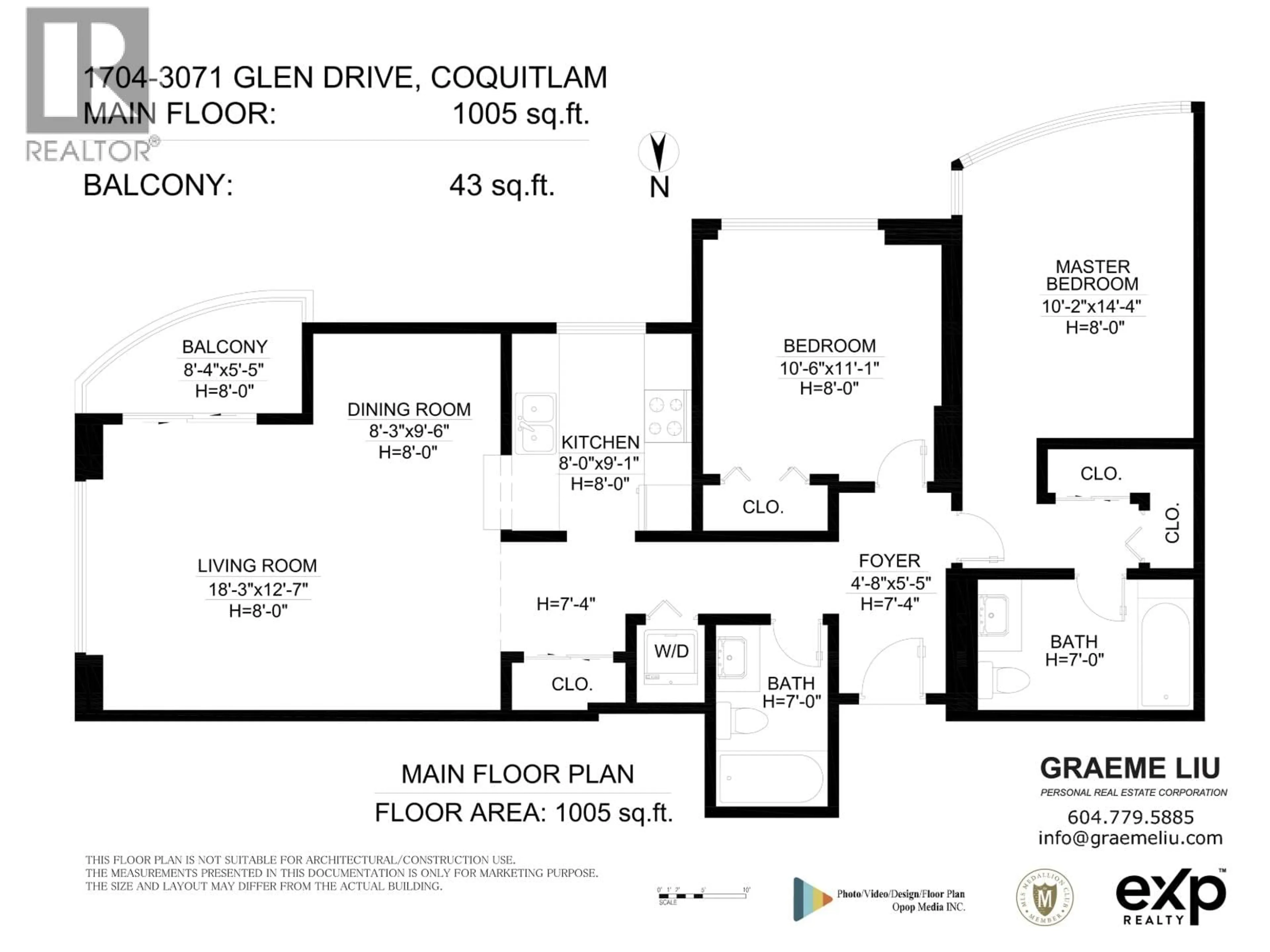 Floor plan for 1704 - 3071 GLEN DRIVE, Coquitlam British Columbia V3B7R1