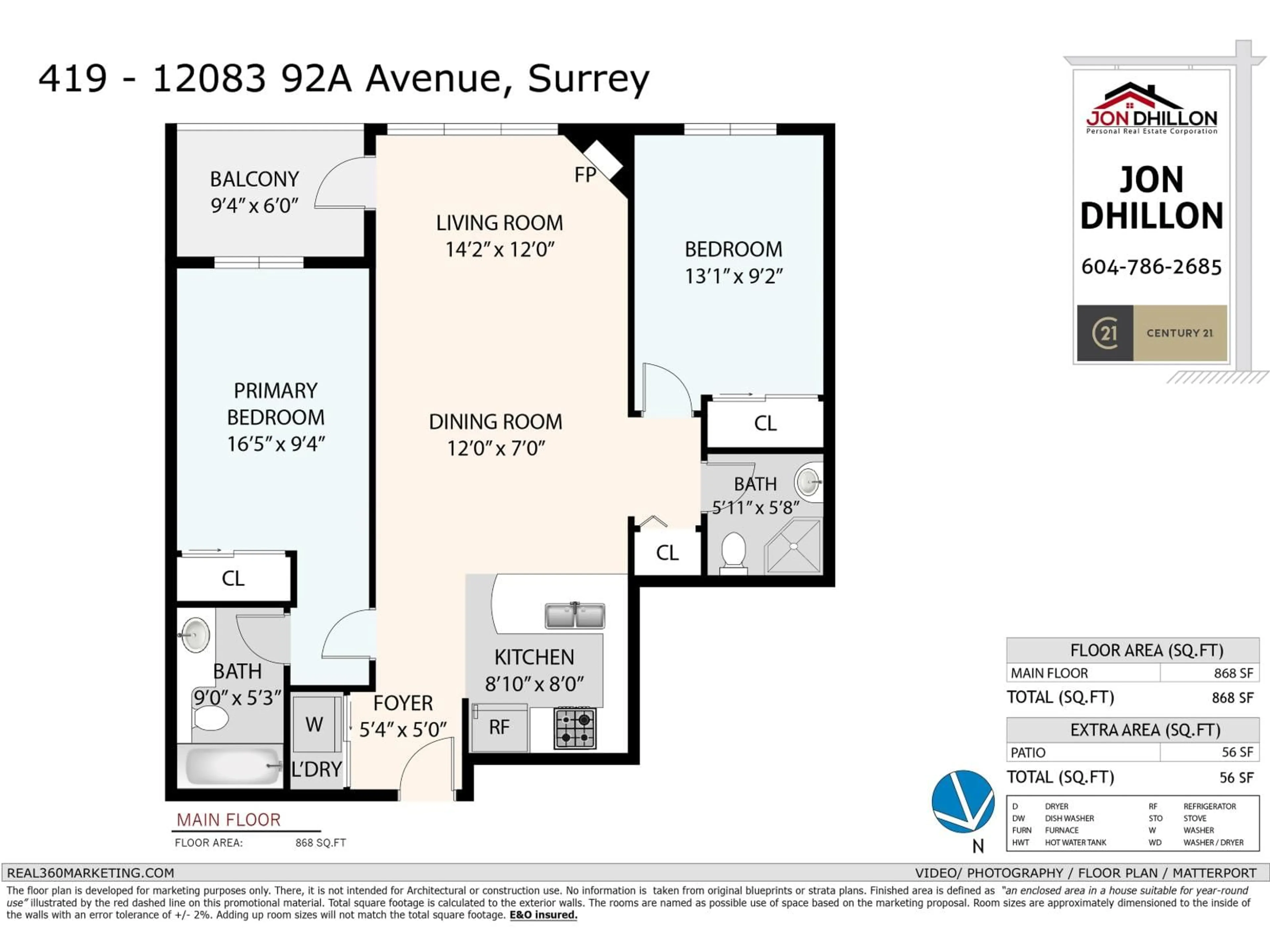 Floor plan for 419 - 12083 92A AVENUE, Surrey British Columbia V3V8C8