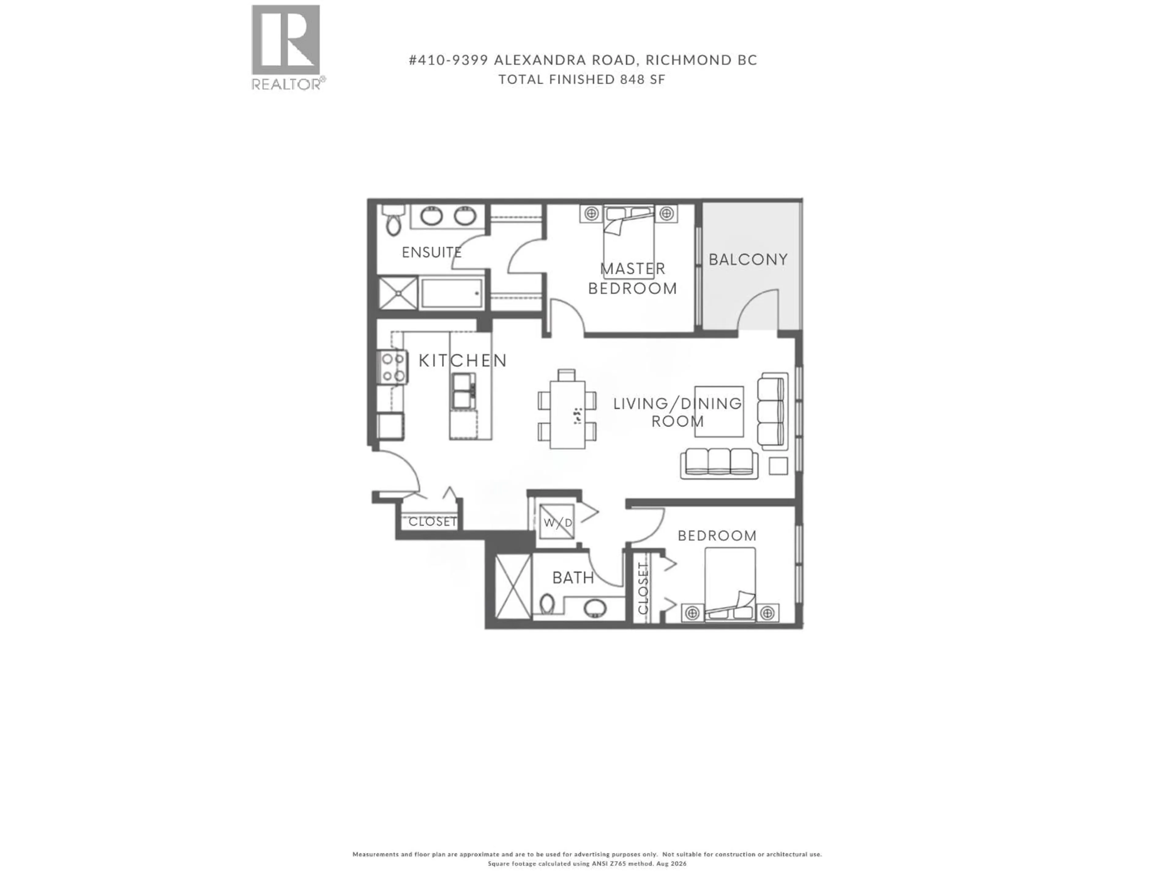 Floor plan for 410 - 9399 ALEXANDRA ROAD, Richmond British Columbia V6X0L7
