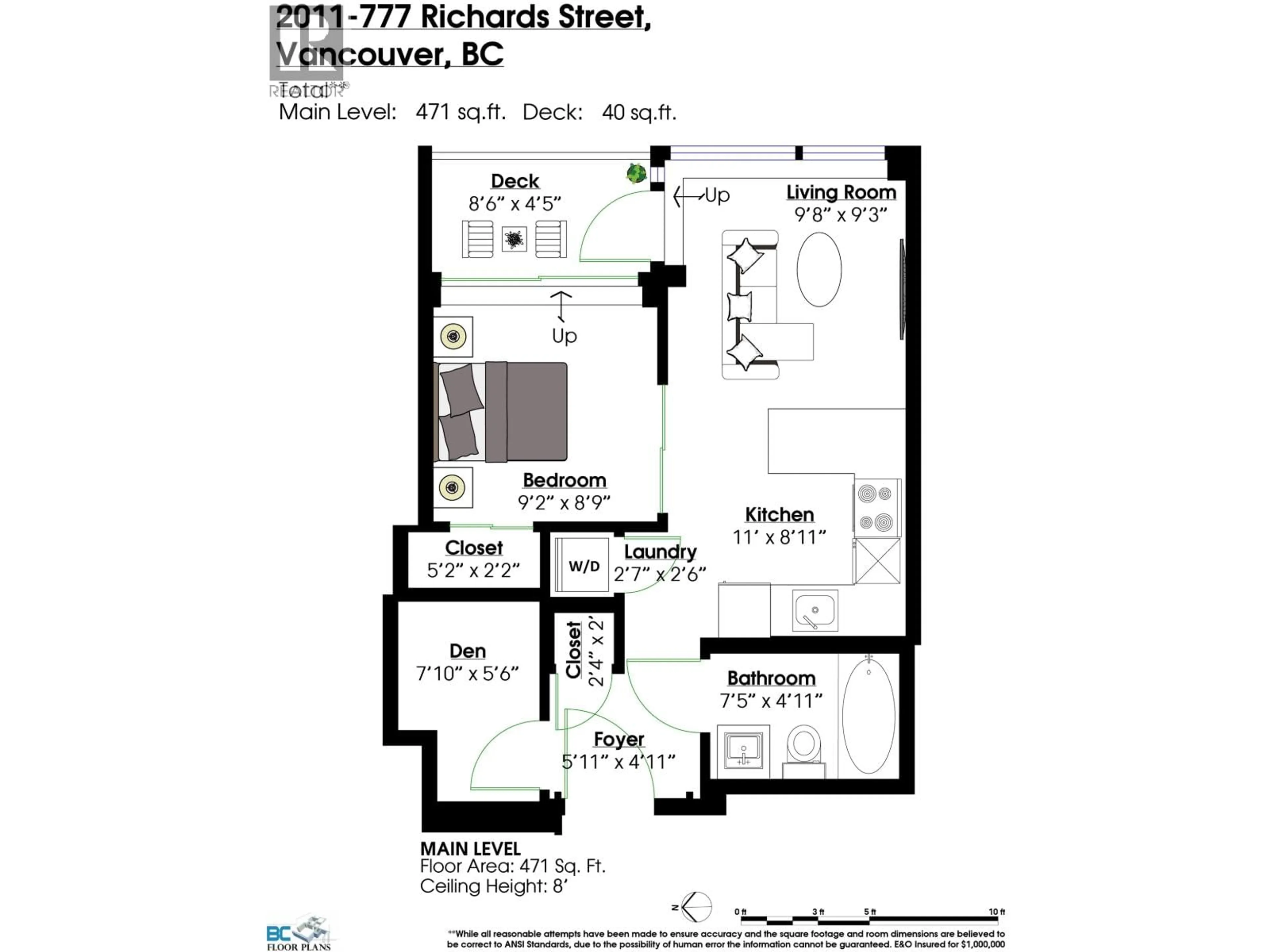 Floor plan for 2011 - 777 RICHARDS STREET, Vancouver British Columbia V6B0M6