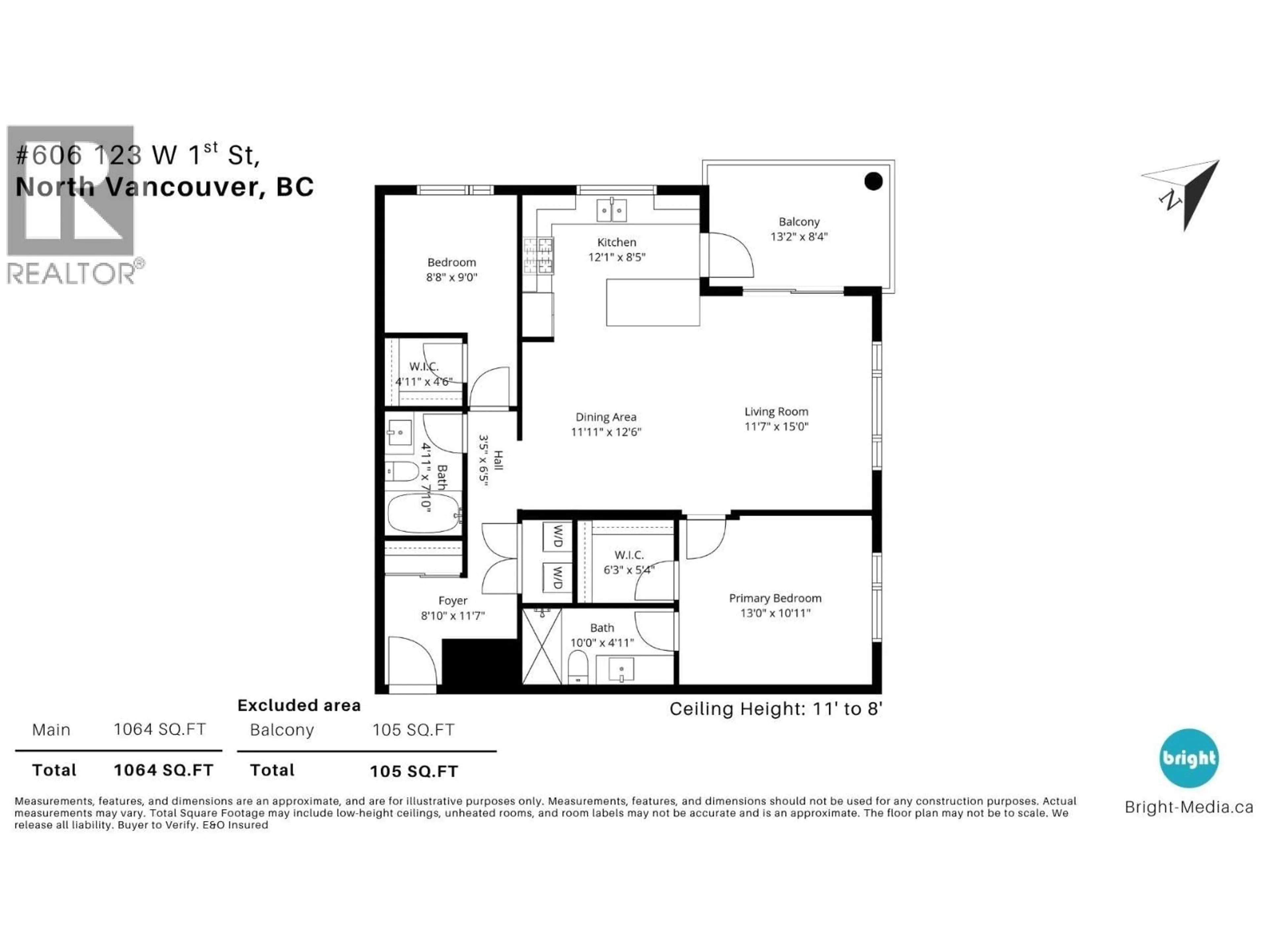 Floor plan for 606 - 123 1ST STREET, North Vancouver British Columbia V7M0E5