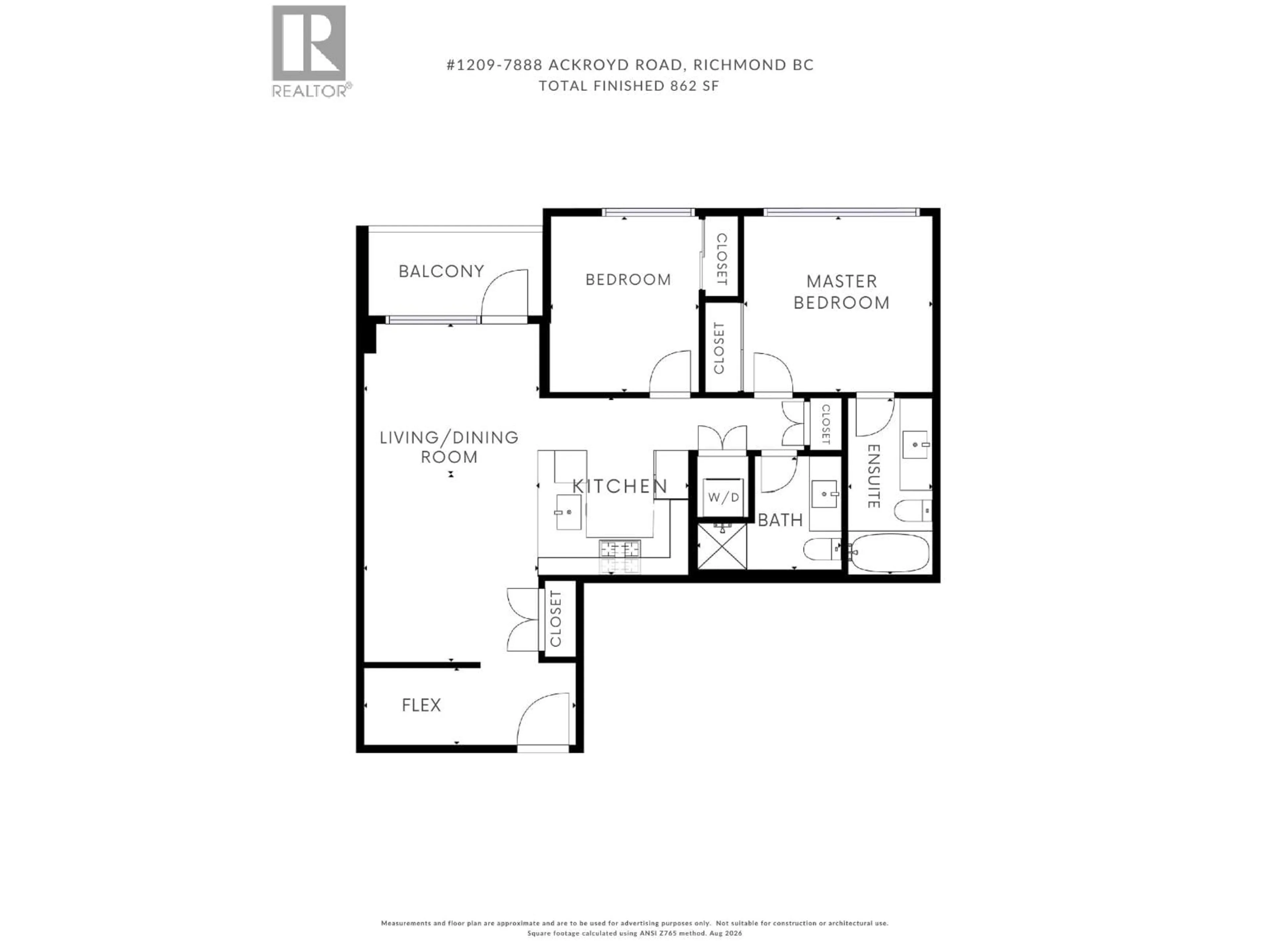 Floor plan for 1209 - 7888 ACKROYD ROAD, Richmond British Columbia V6X0M9