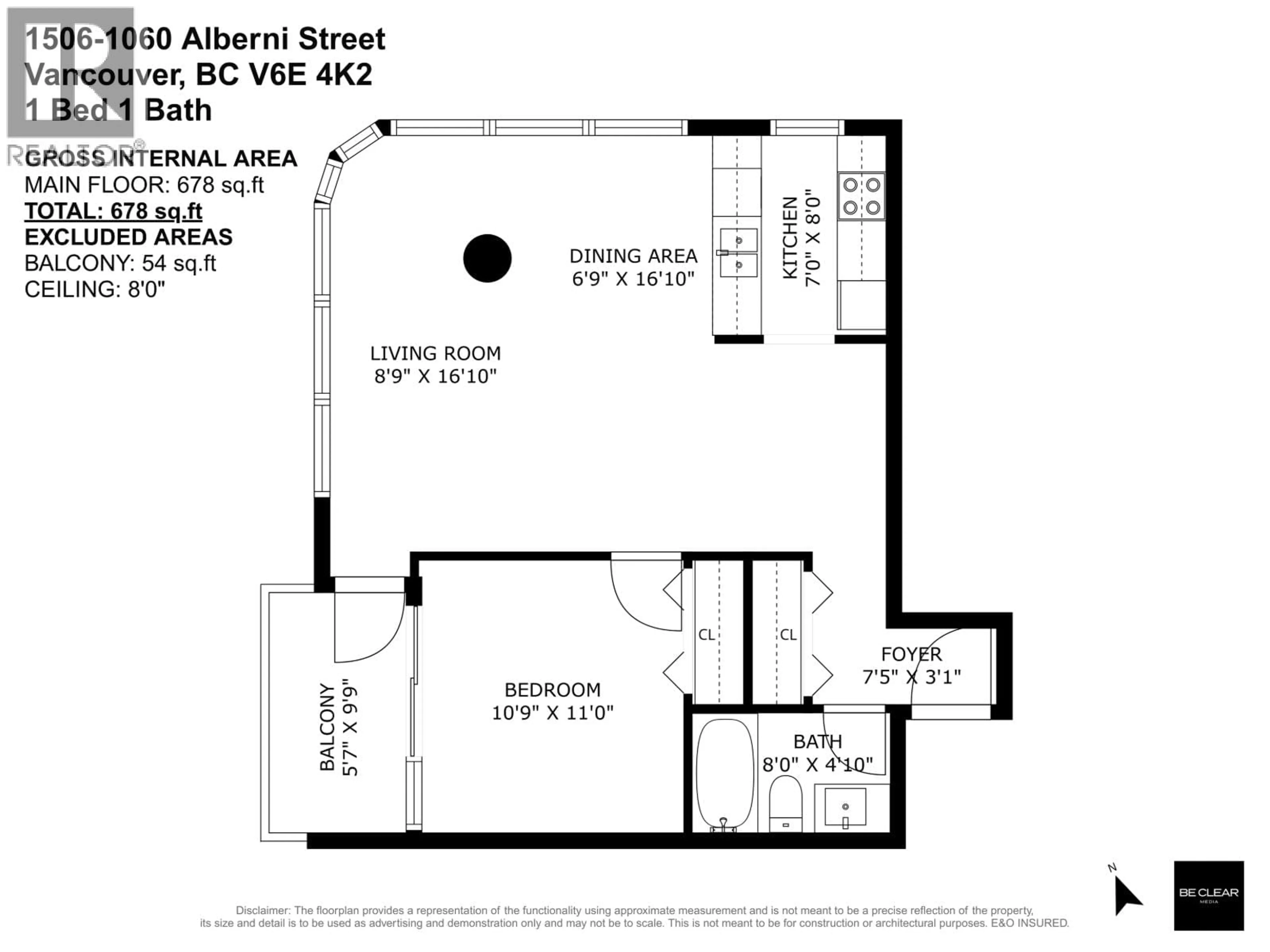 Floor plan for 1506 - 1060 ALBERNI STREET, Vancouver British Columbia V6E4K2