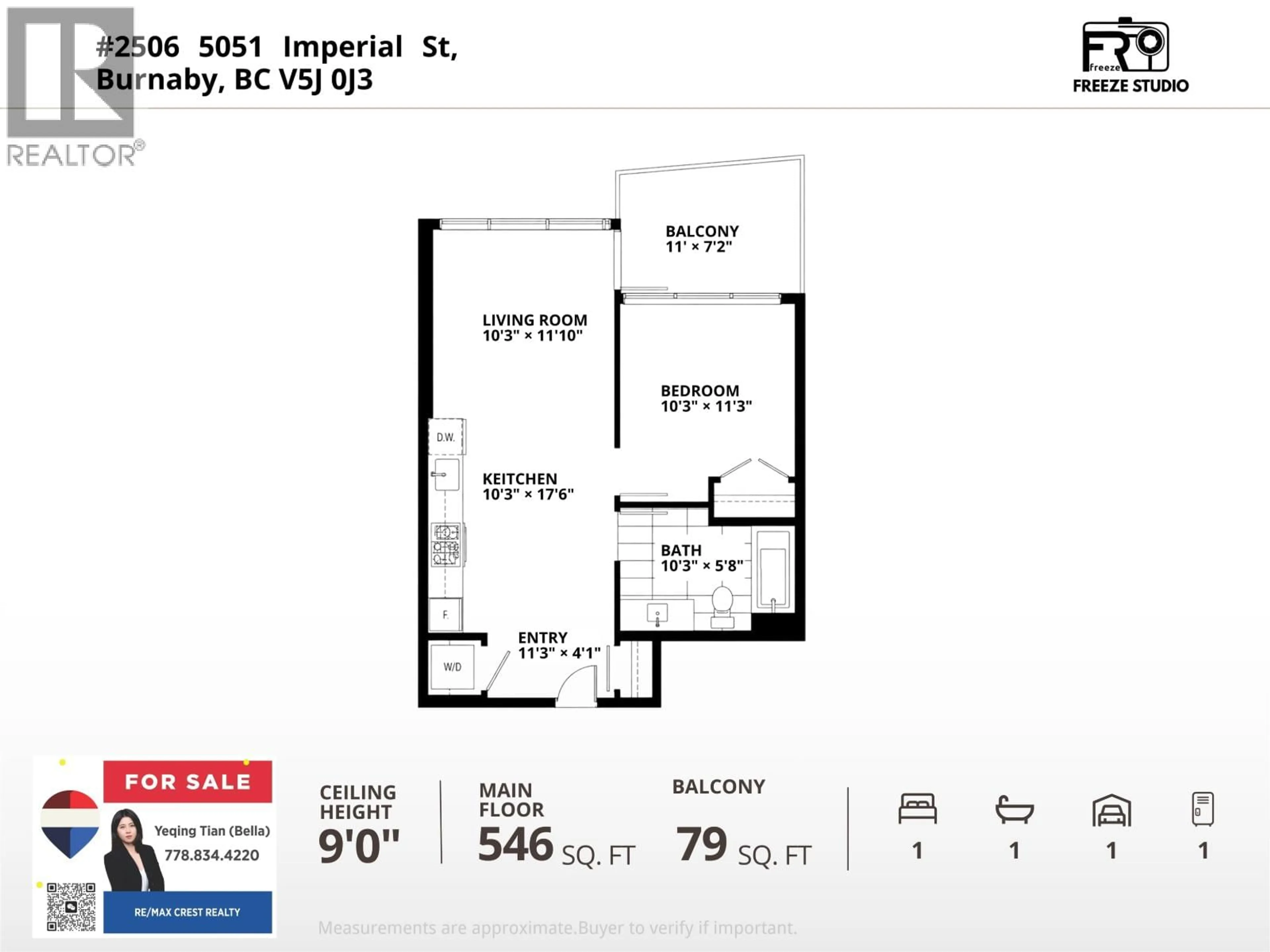 Floor plan for 2506 - 5051 IMPERIAL STREET, Burnaby British Columbia V5J0J3