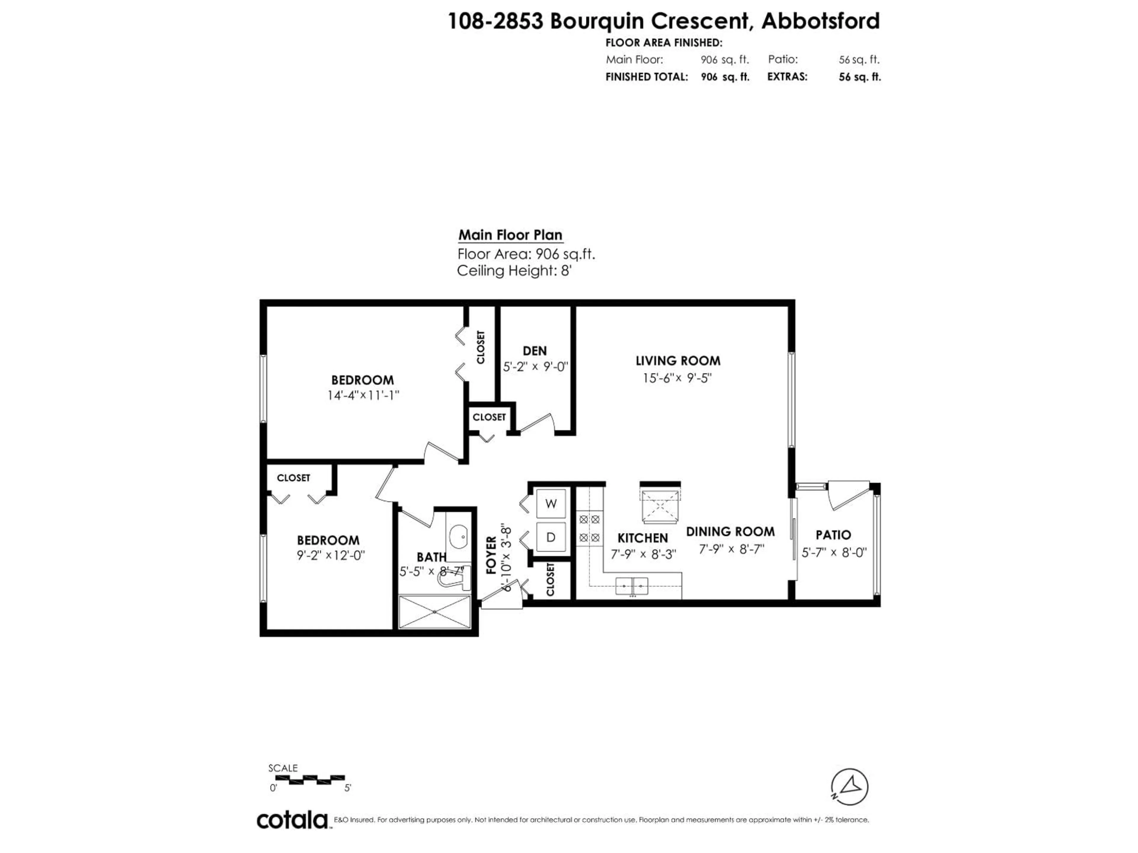 Floor plan for 108 - 2853 BOURQUIN CRESCENT WEST, Abbotsford British Columbia V2S6H6
