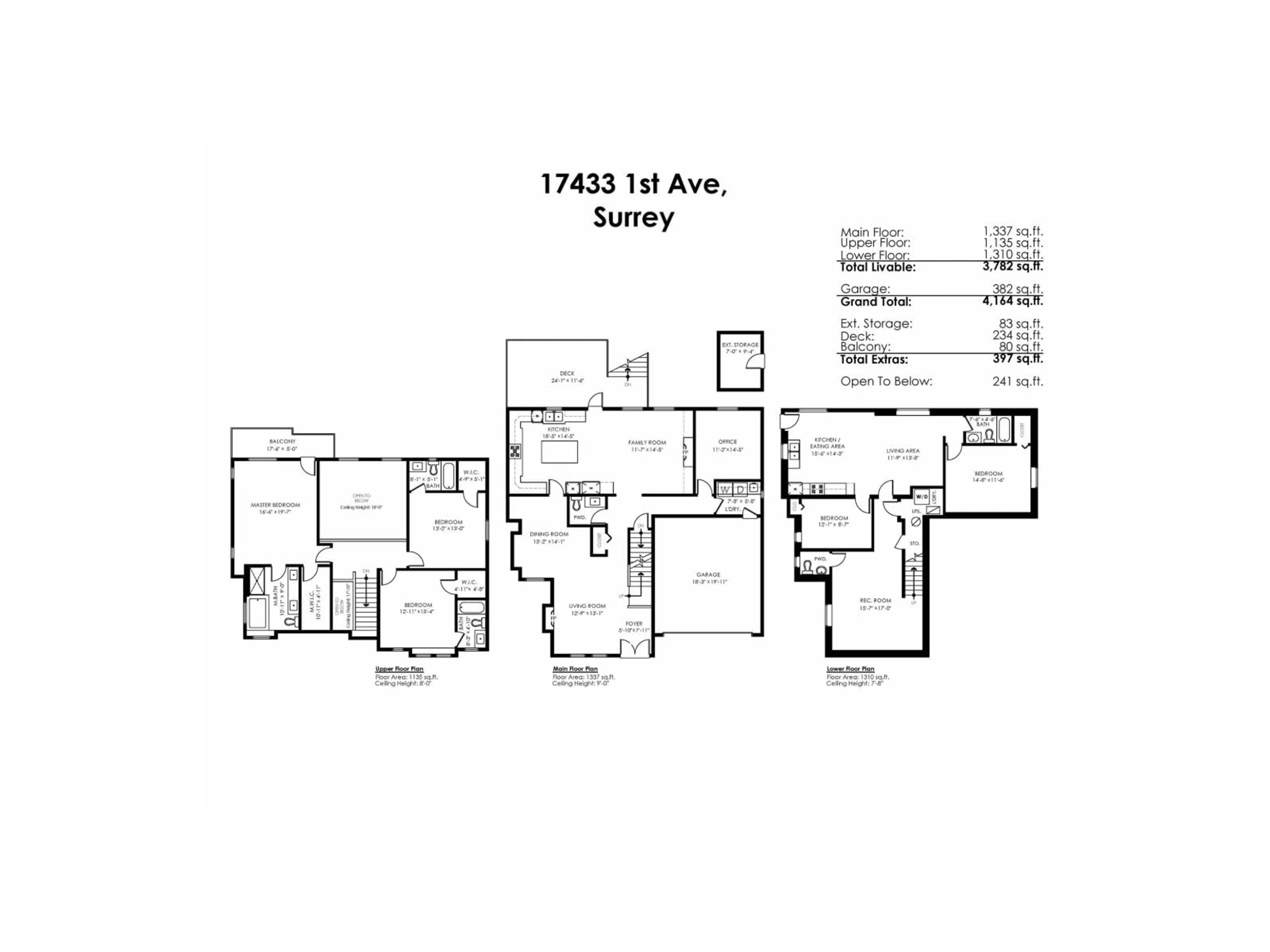 Floor plan for 17433 1 AVENUE, Surrey British Columbia V3Z9P9