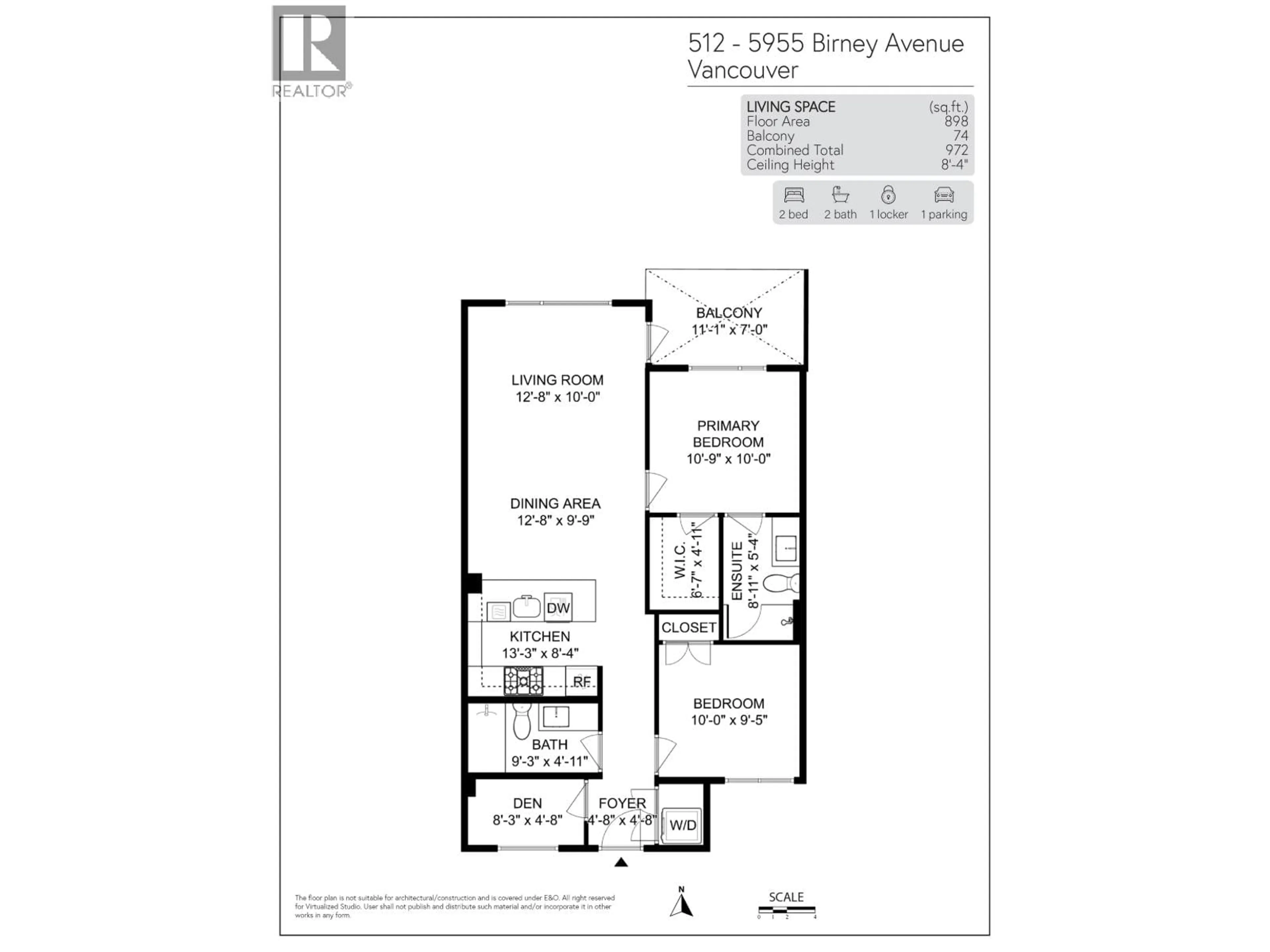 Floor plan for 512 - 5955 BIRNEY AVENUE, Vancouver British Columbia V6S0C5