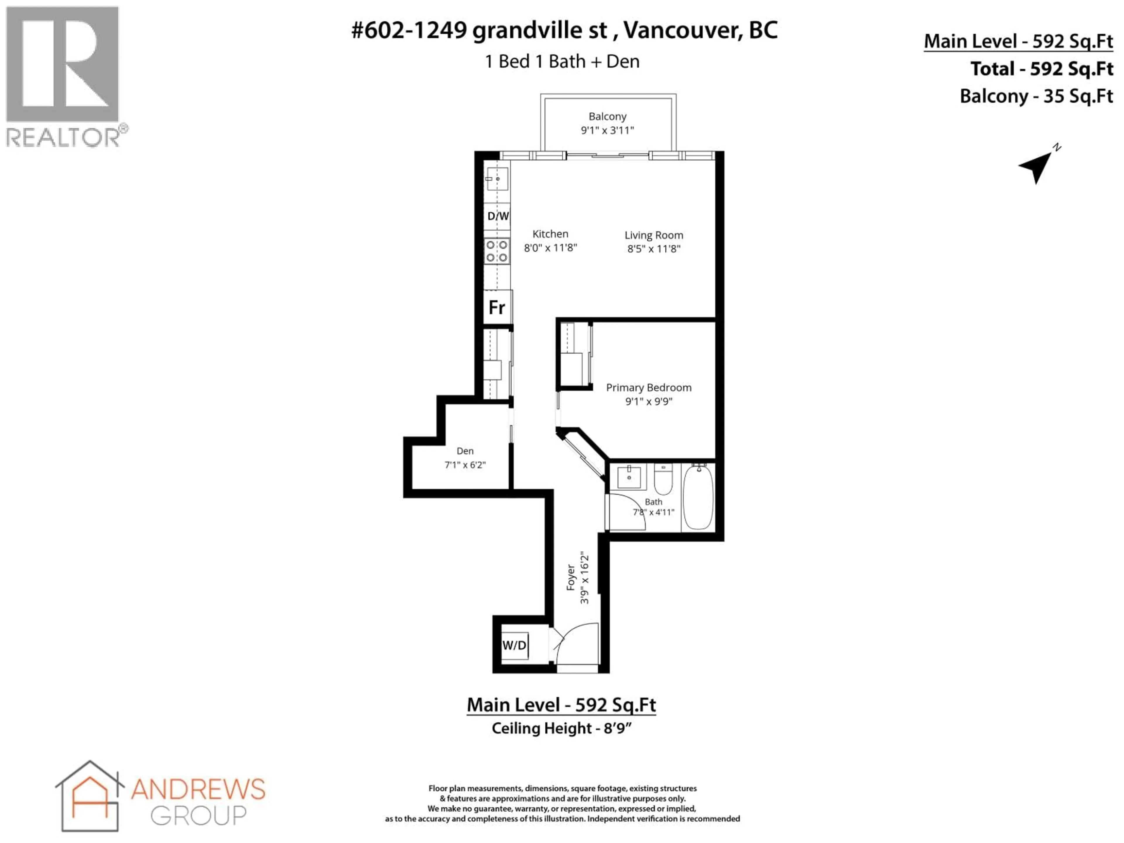 Floor plan for 602 - 1249 GRANVILLE STREET, Vancouver British Columbia V6Z1M5