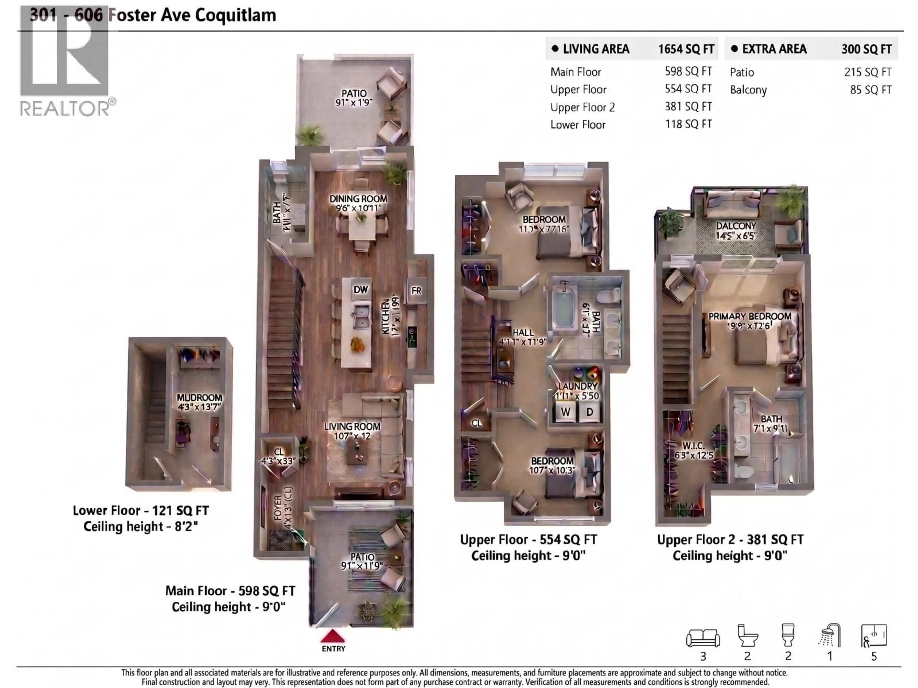 Floor plan for 301 - 606 FOSTER AVENUE, Coquitlam British Columbia V6J0L5