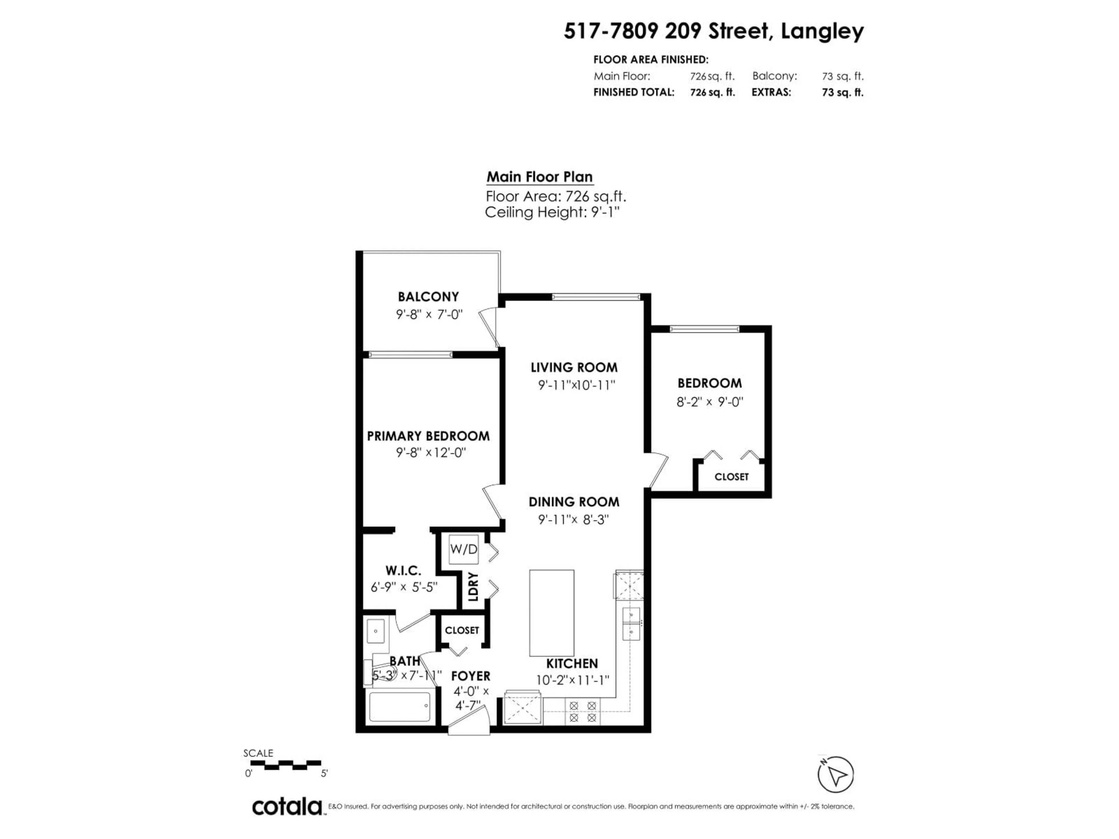 Floor plan for 517 - 7809 209 STREET, Langley British Columbia V2Y3N6