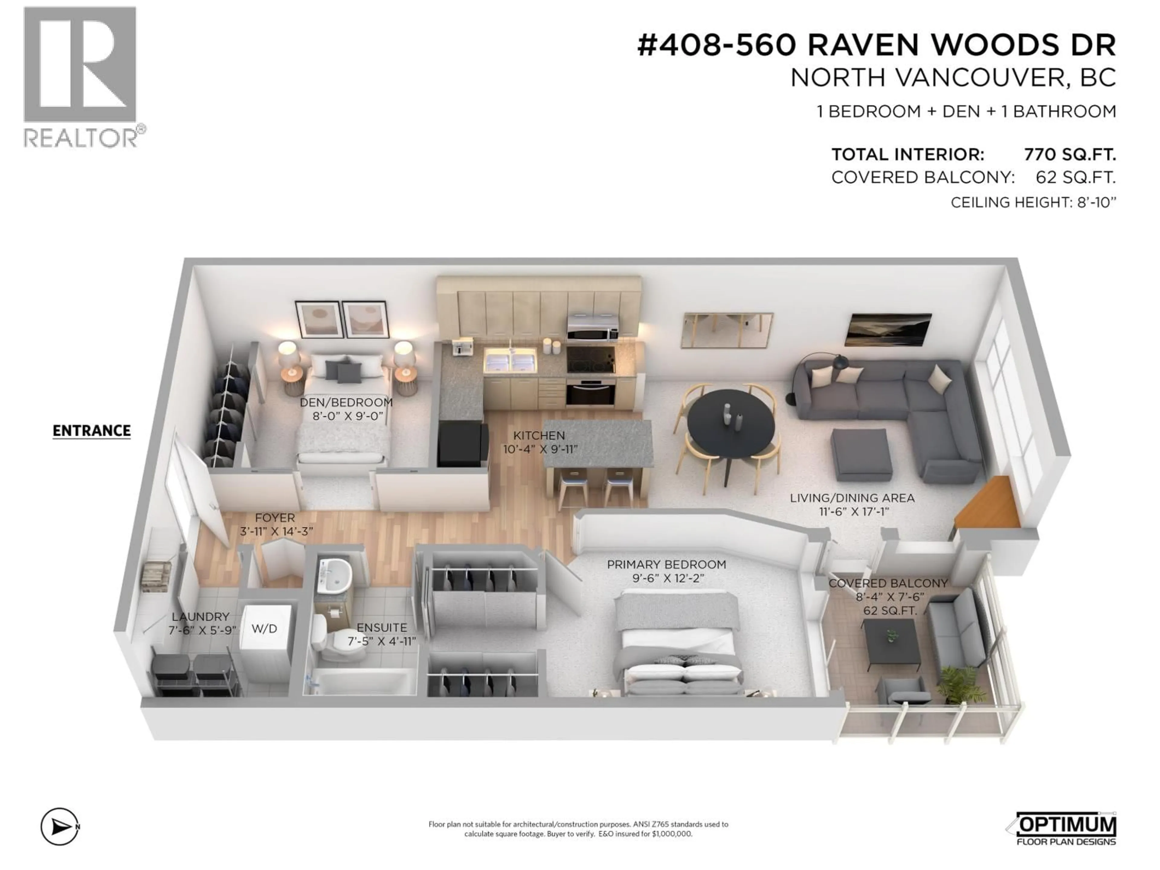 Floor plan for 408 - 560 RAVENWOODS DRIVE, North Vancouver British Columbia V7G2T3