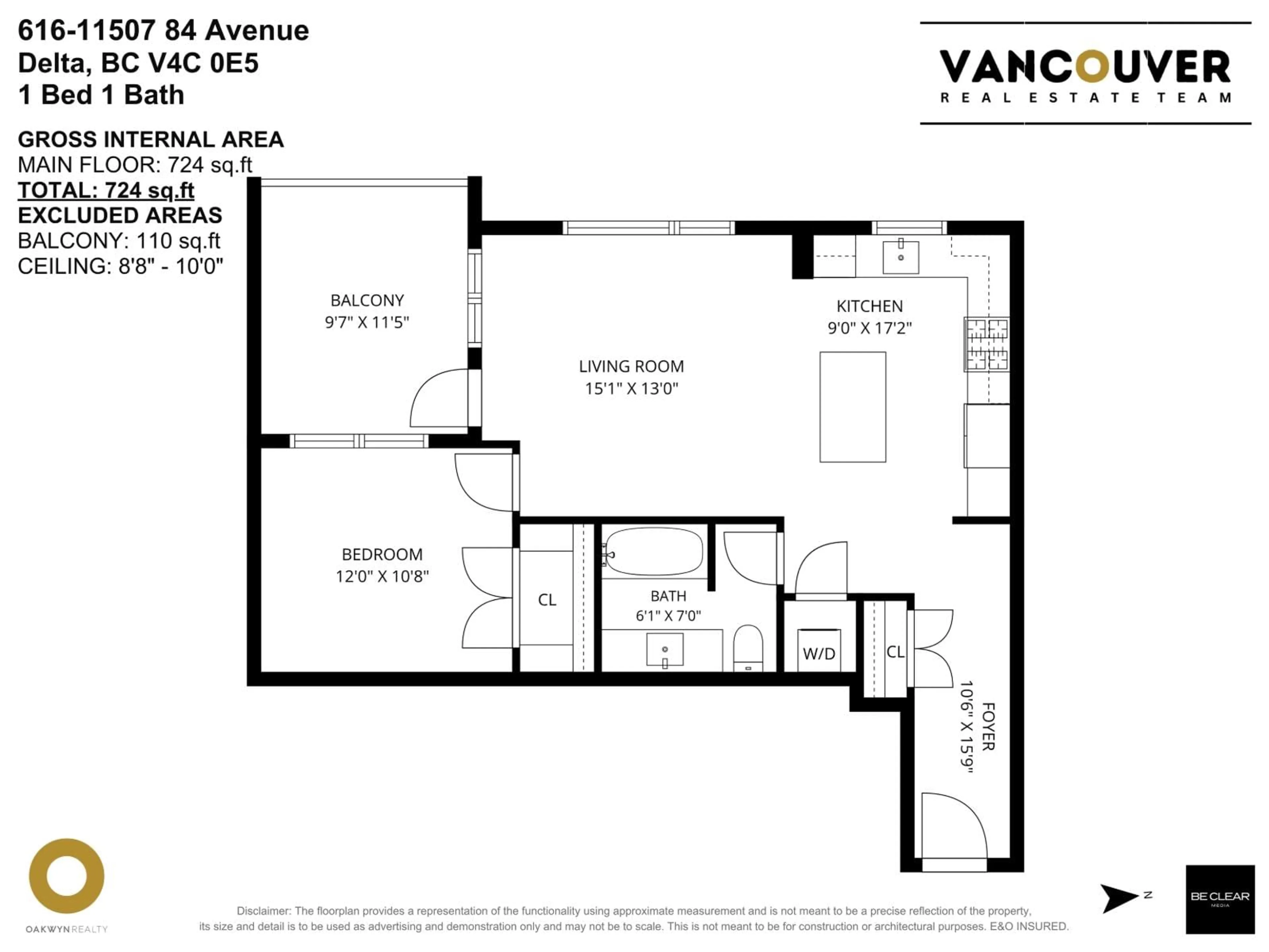 Floor plan for 616 - 11507 84 AVENUE, Delta British Columbia V4C0E5
