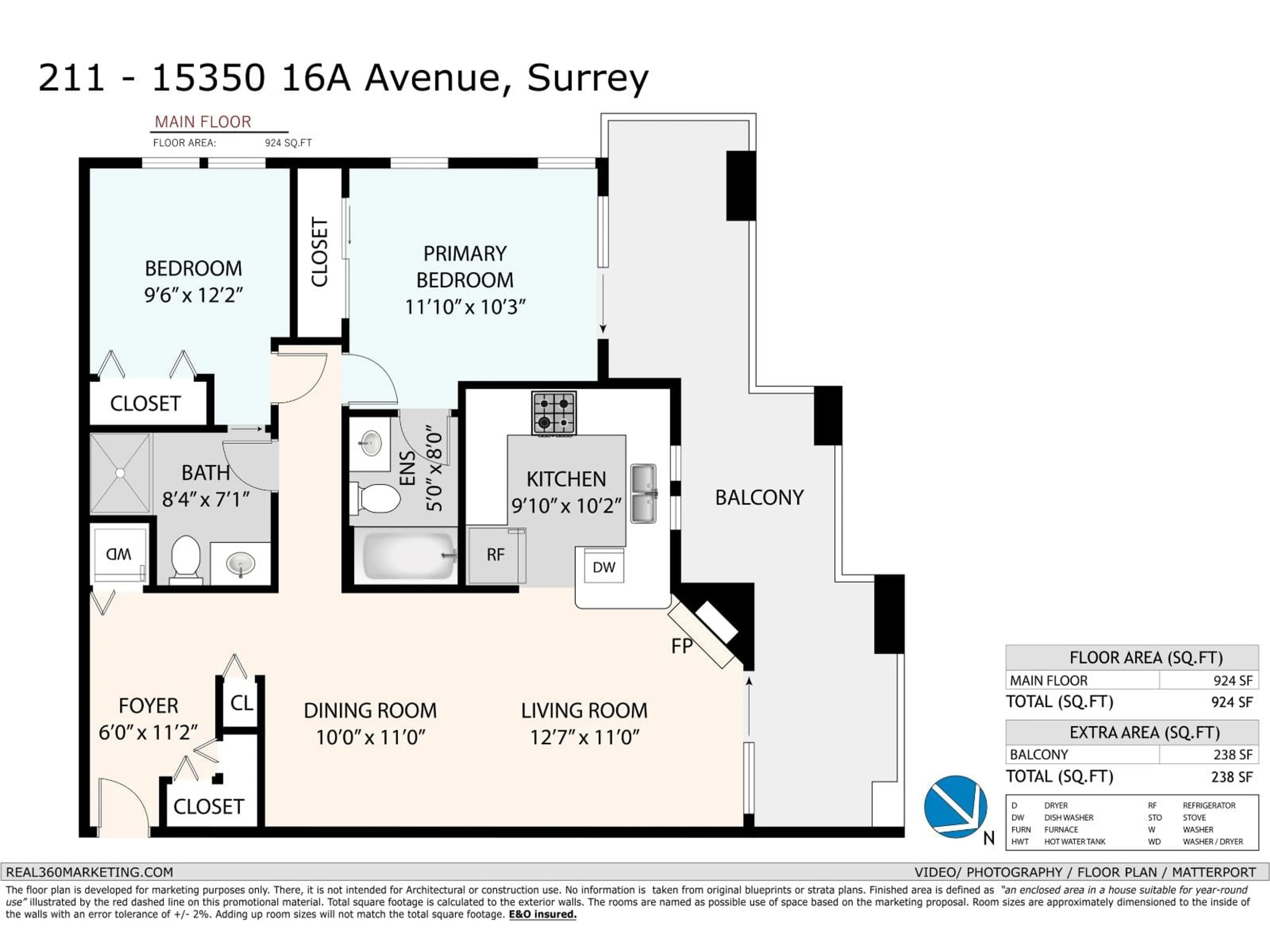 Floor plan for 211 - 15350 16A AVENUE, Surrey British Columbia V4A1S9
