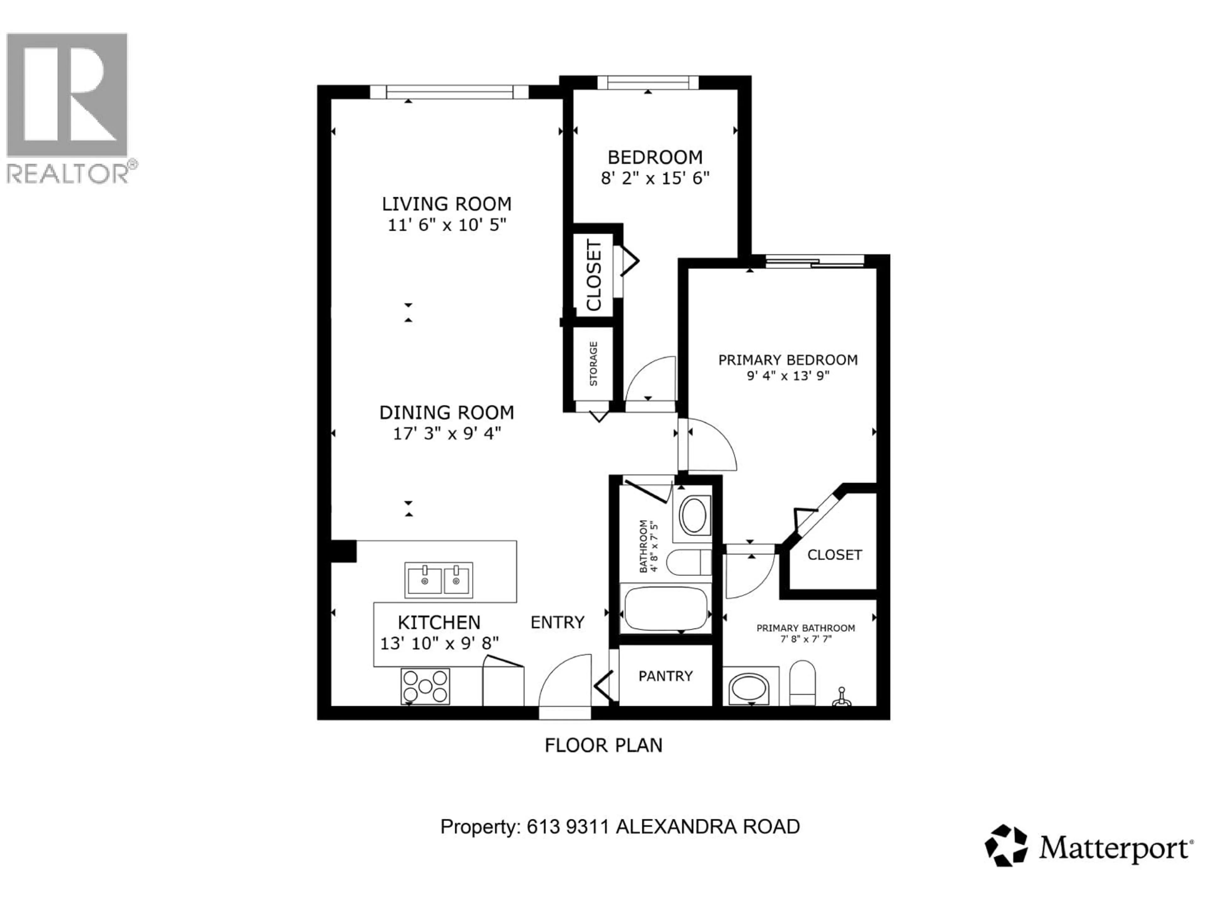 Floor plan for 613 - 9311 ALEXANDRA ROAD, Richmond British Columbia V6X0L8