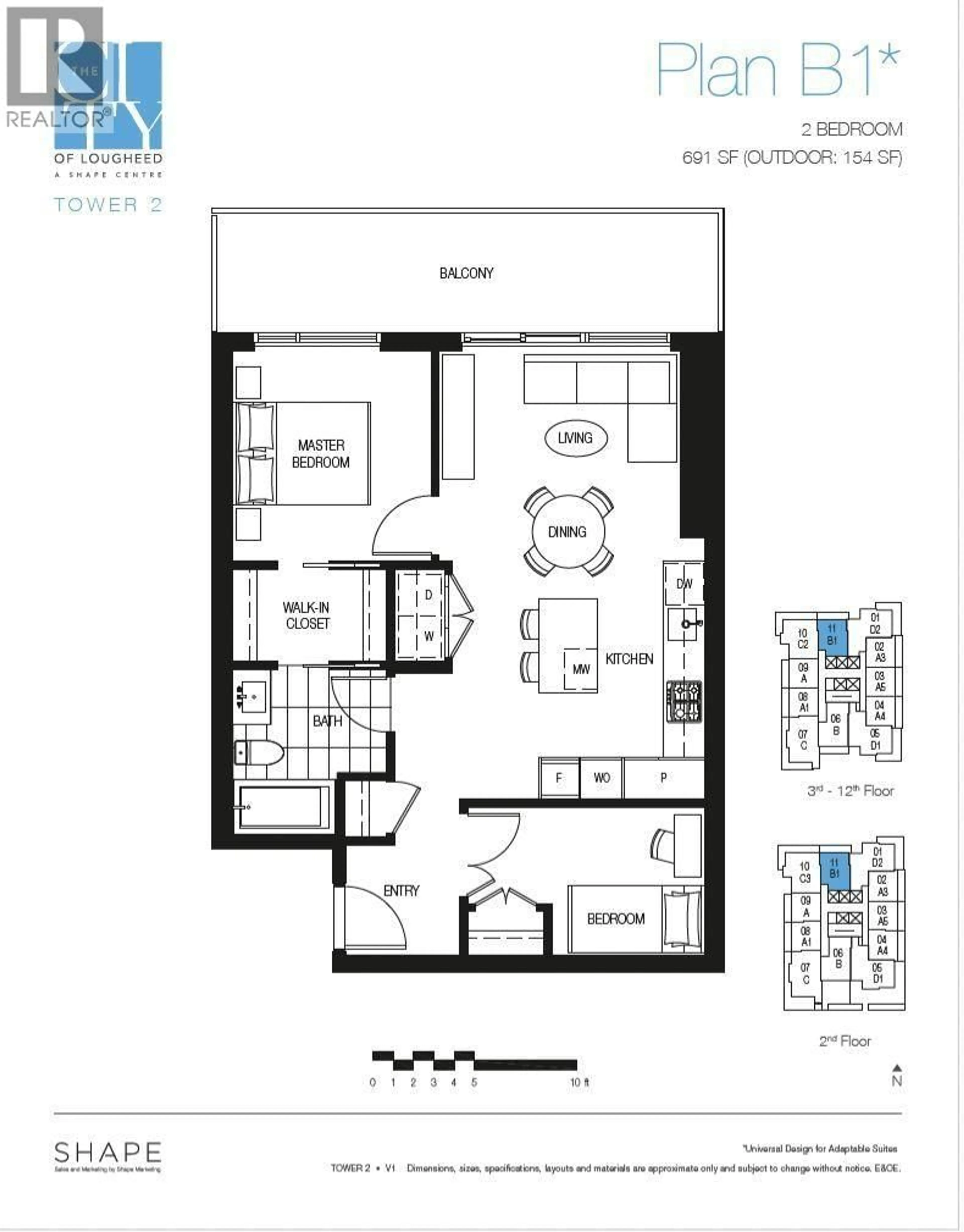 Floor plan for 911 - 3833 EVERGREEN PLACE, Burnaby British Columbia V3J0M2