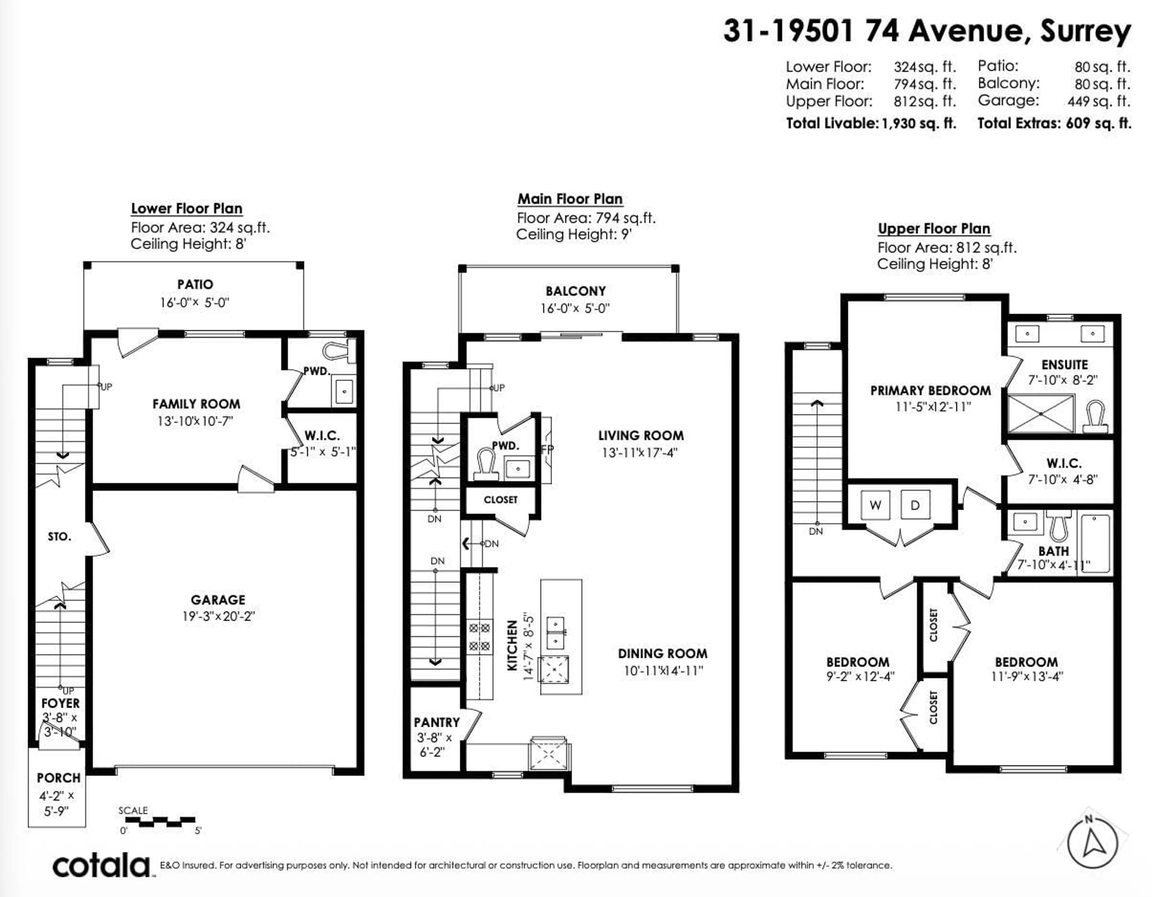 Floor plan for 31 - 19501 74 AVENUE, Surrey British Columbia V4N6V7