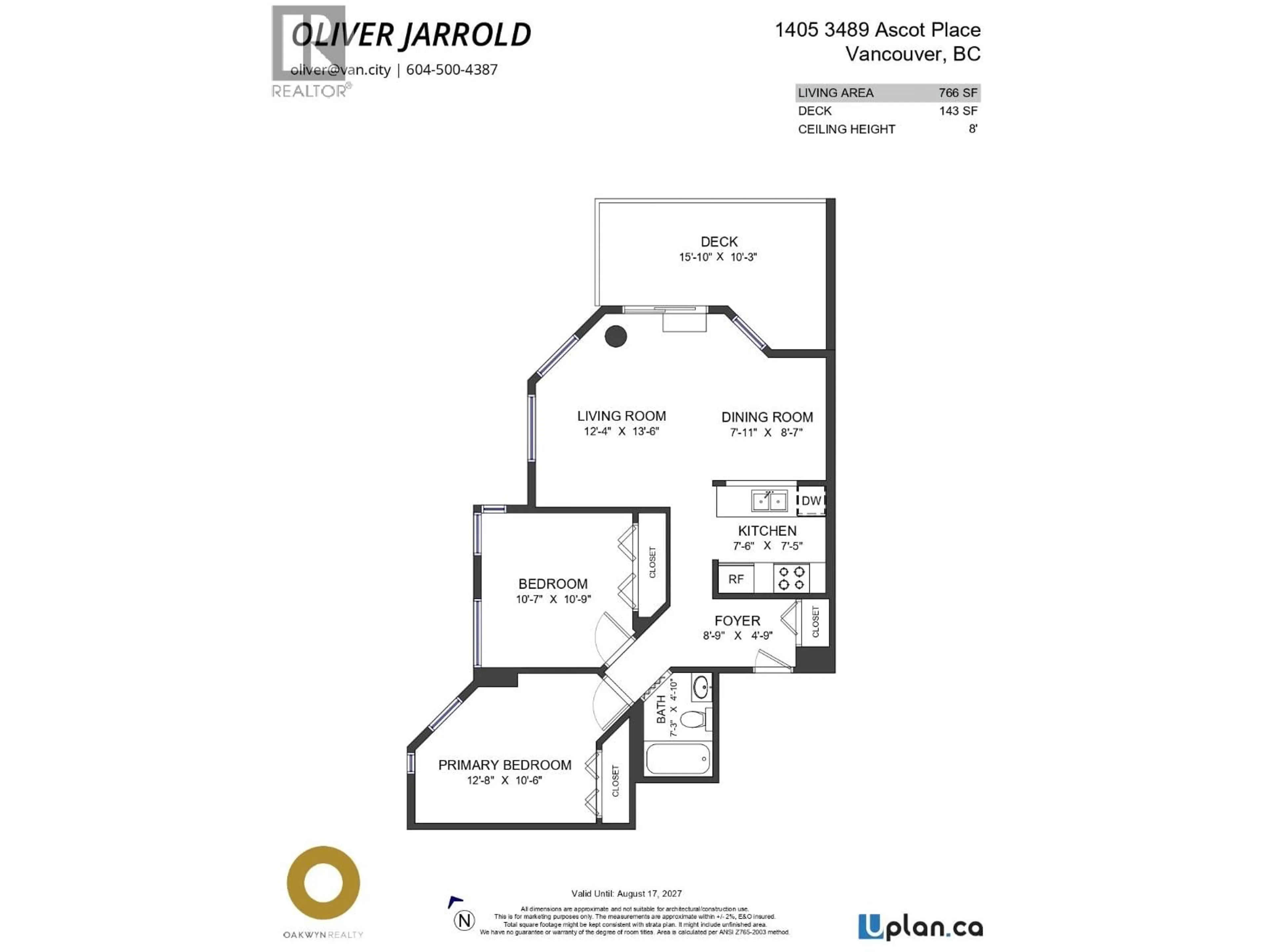 Floor plan for 1405 - 3489 ASCOT PLACE, Vancouver British Columbia V5R6B6