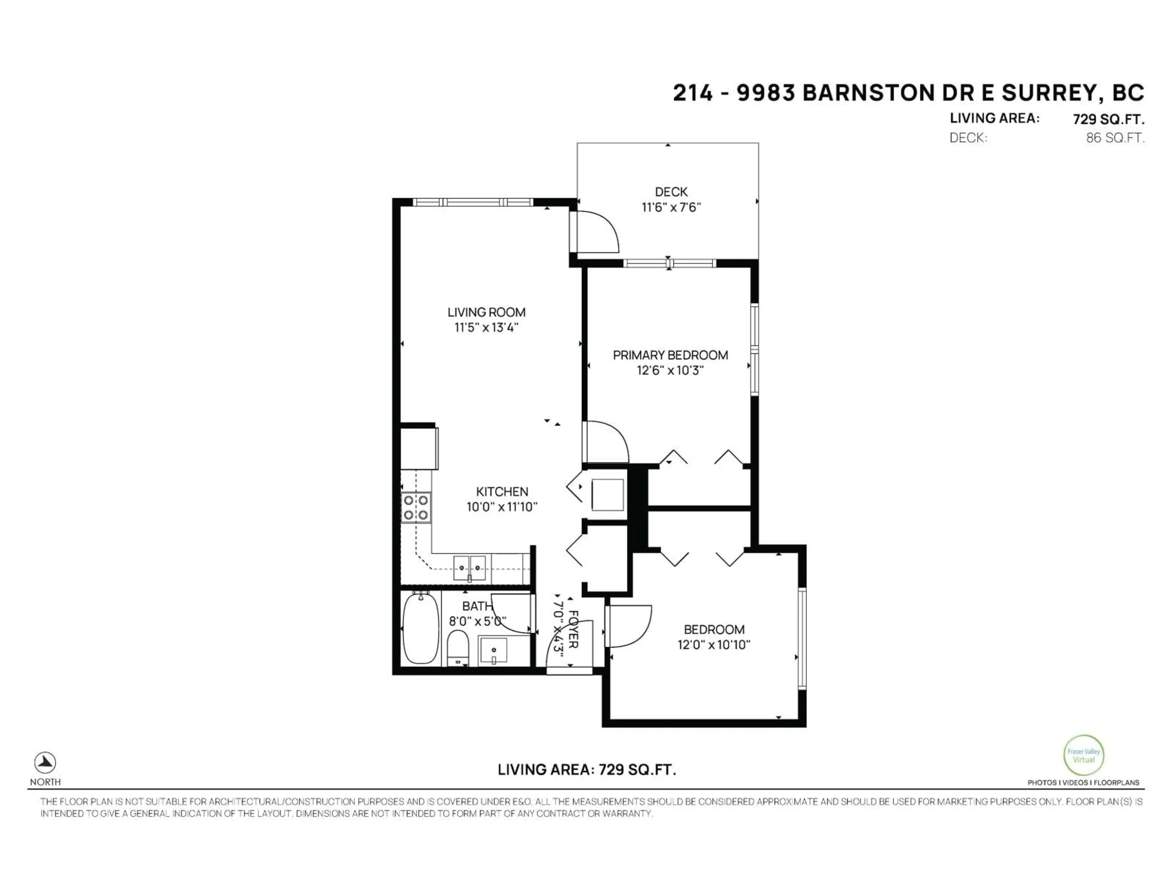 Floor plan for 214 - 9983 BARNSTON DRIVE EAST, Surrey British Columbia V4N6T3